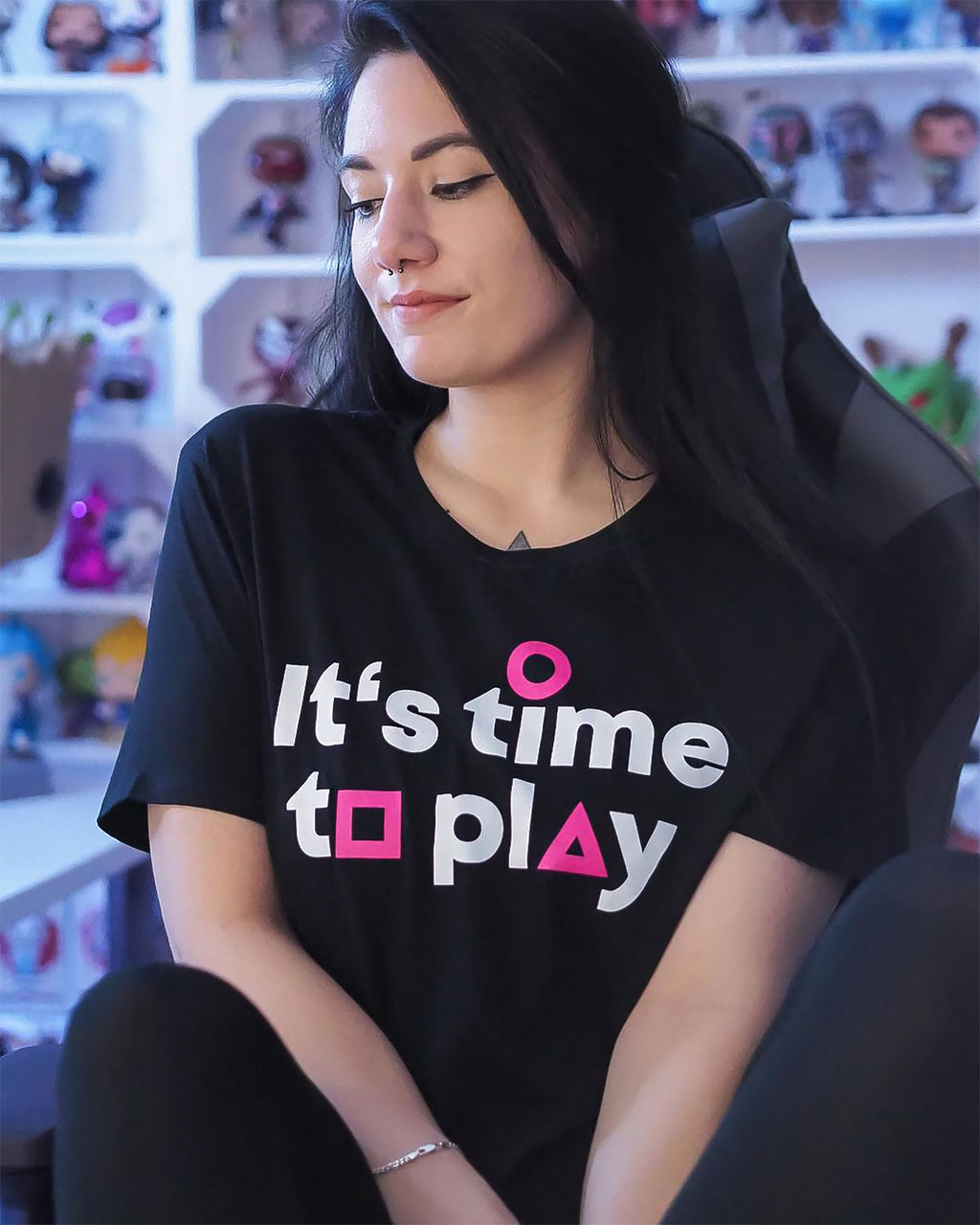 Productafbeelding It’s Time to Play T-shirt voor Squid Game Fans Zwart