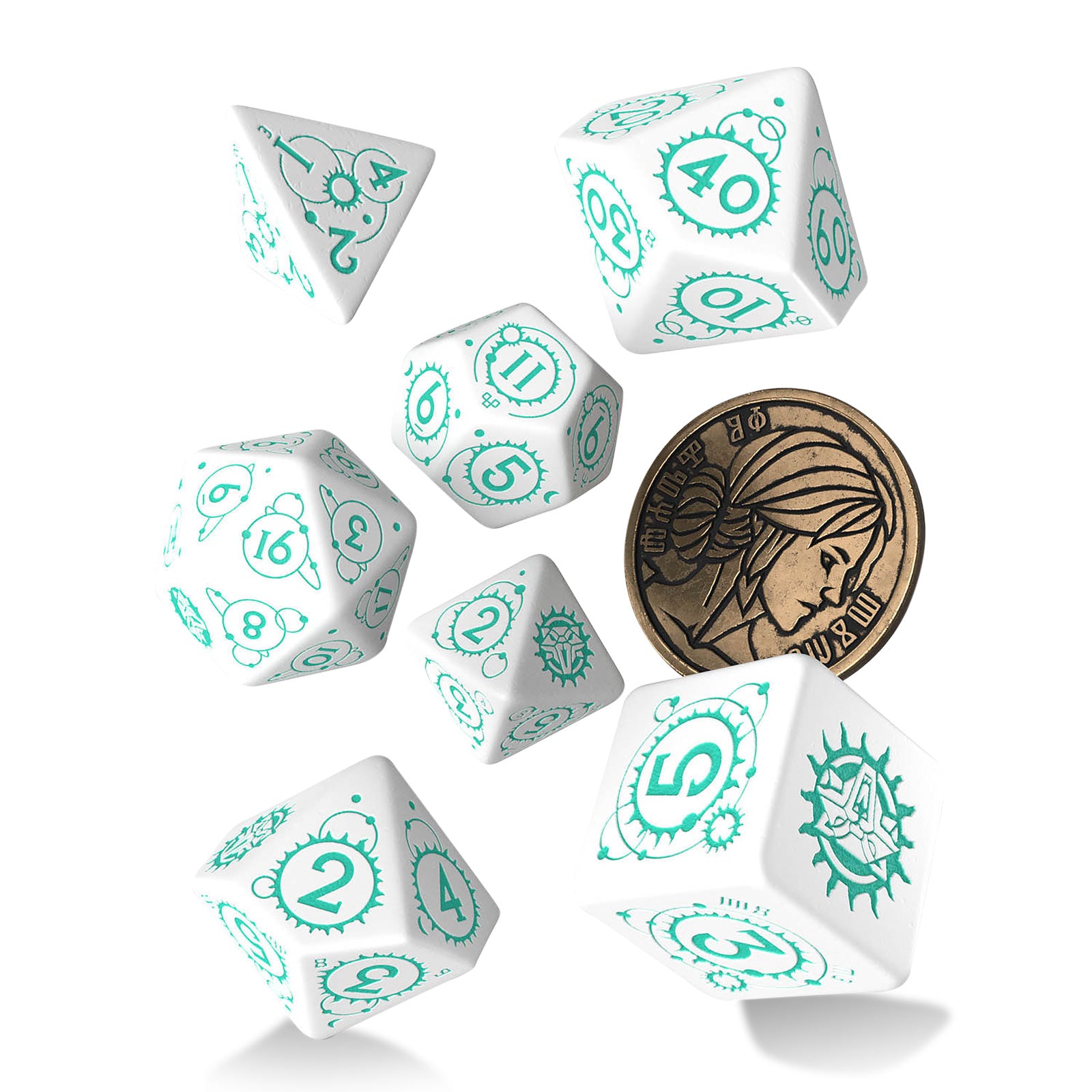 Productafbeelding Witcher - Ciri RPG Dobbelstenen Set 7-delig met Verzamelmunt