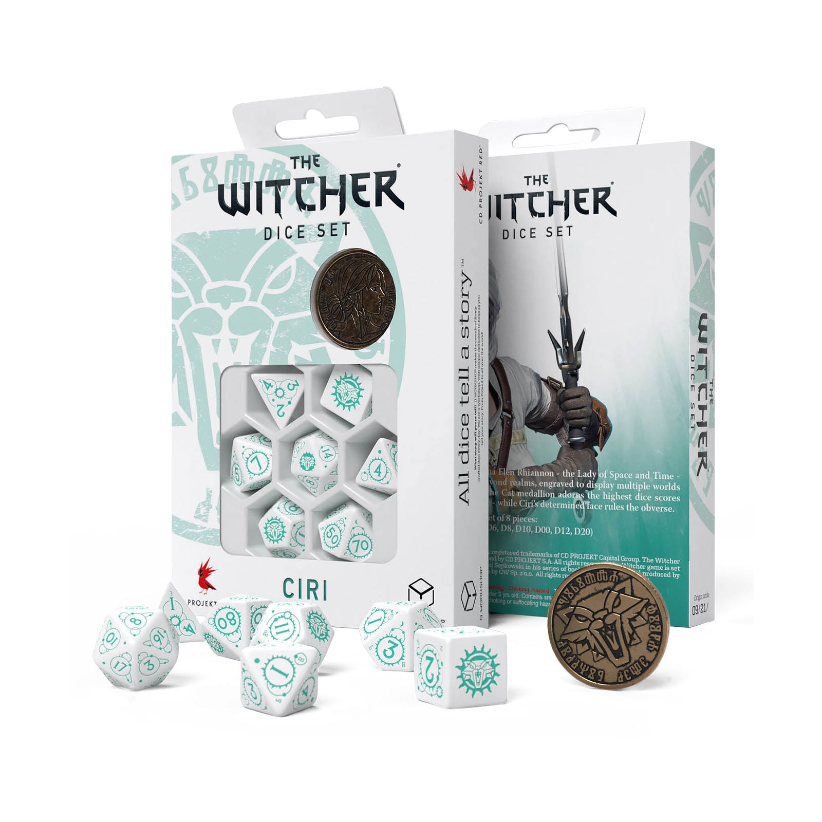 Productafbeelding Witcher - Ciri RPG Dobbelstenen Set 7-delig met Verzamelmunt