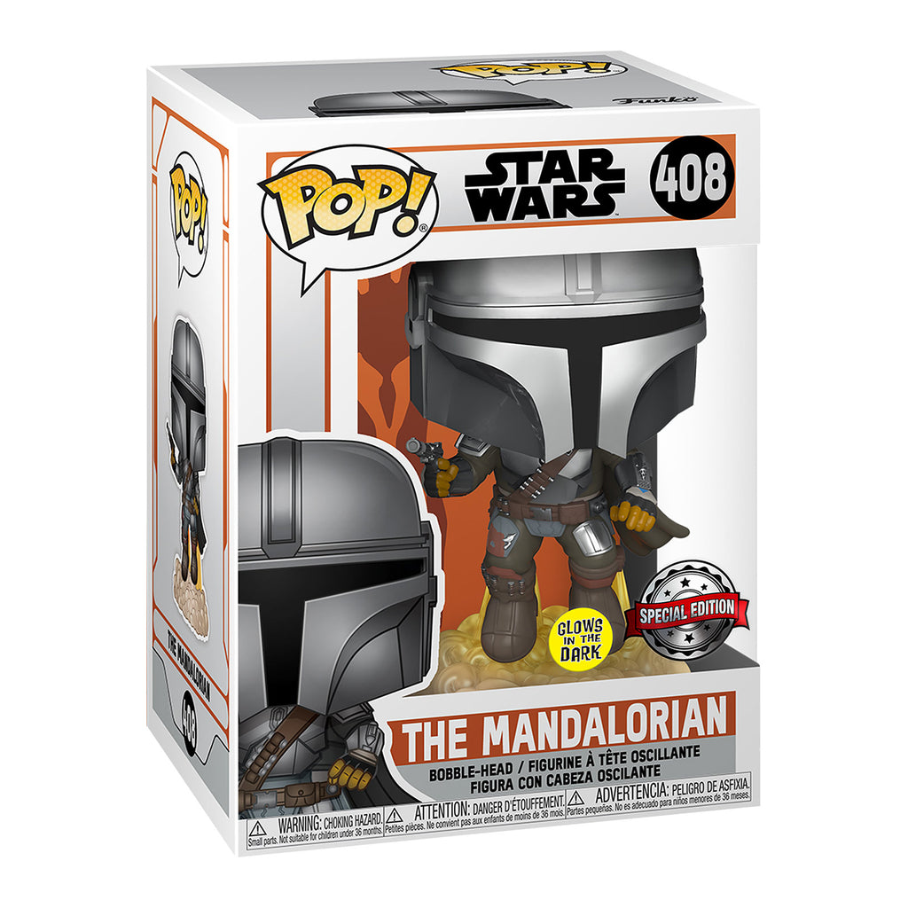 Productafbeelding Mando Glow in the Dark Funko Pop Bobblehead Figuur - Star Wars The Mandalorian