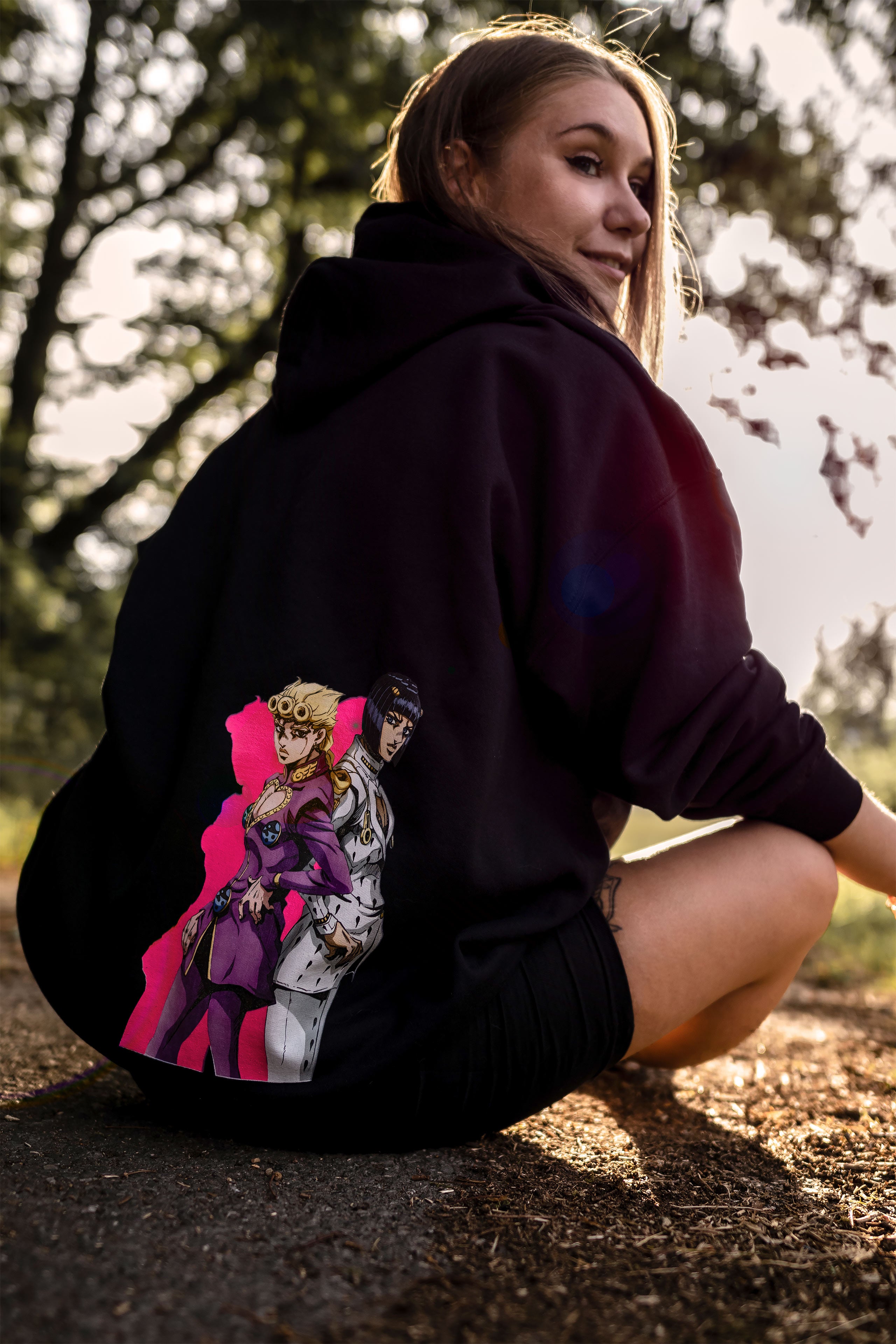 Productafbeelding JoJo's Bizarre Adventure - Giorno en Bruno Hoodie Zwart