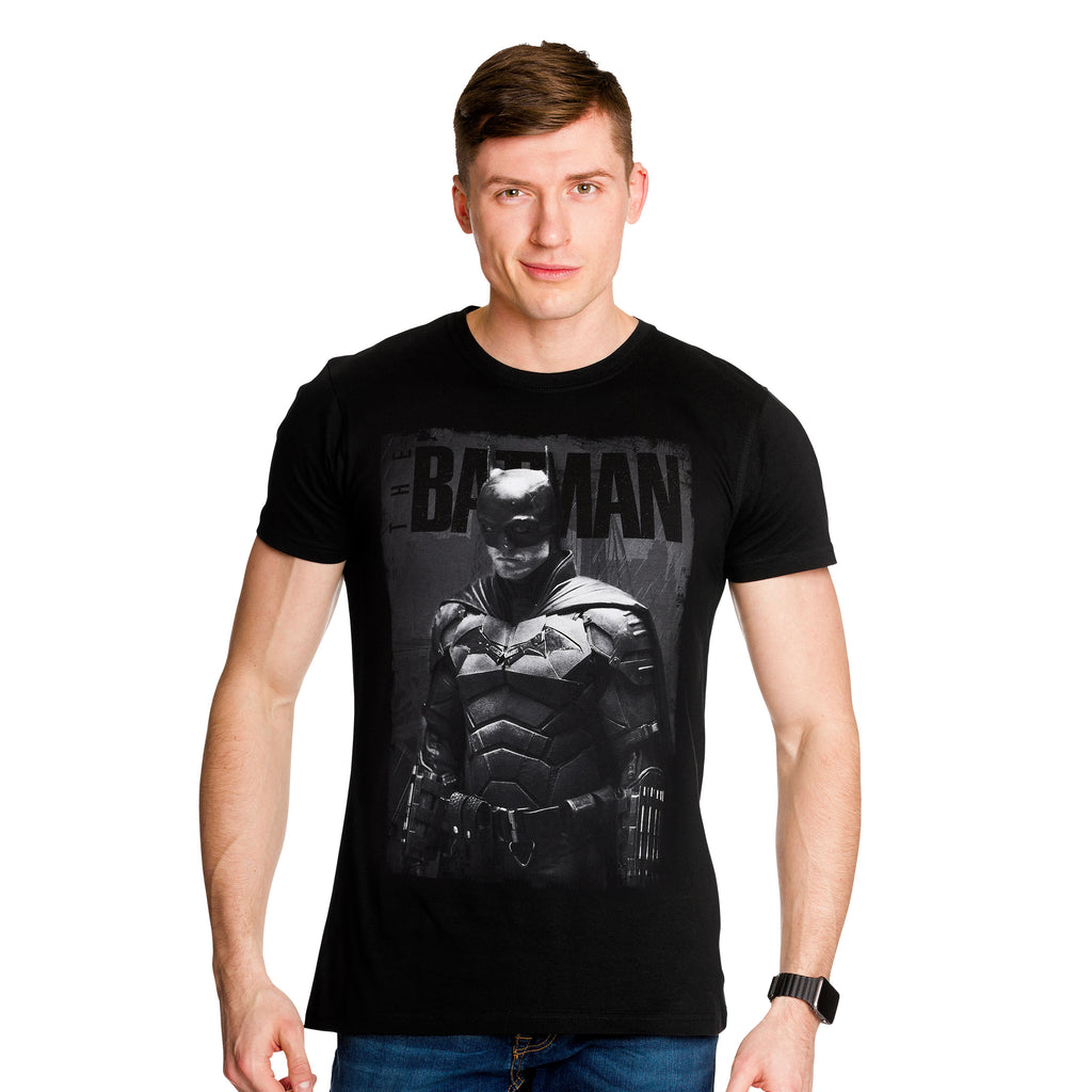 Productafbeelding The Batman - Monochroom Poster T-Shirt Zwart