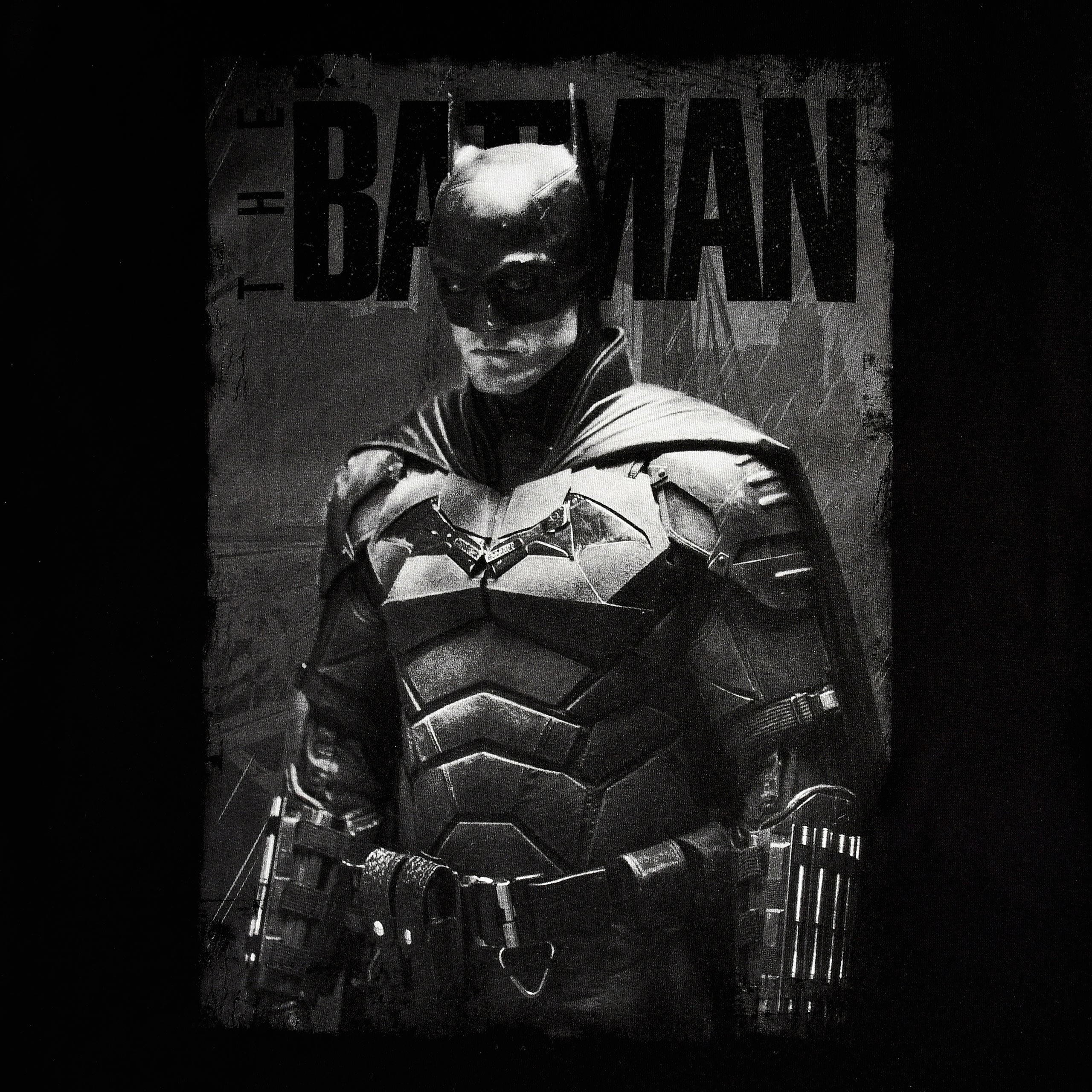 Productafbeelding The Batman - Monochroom Poster T-Shirt Zwart