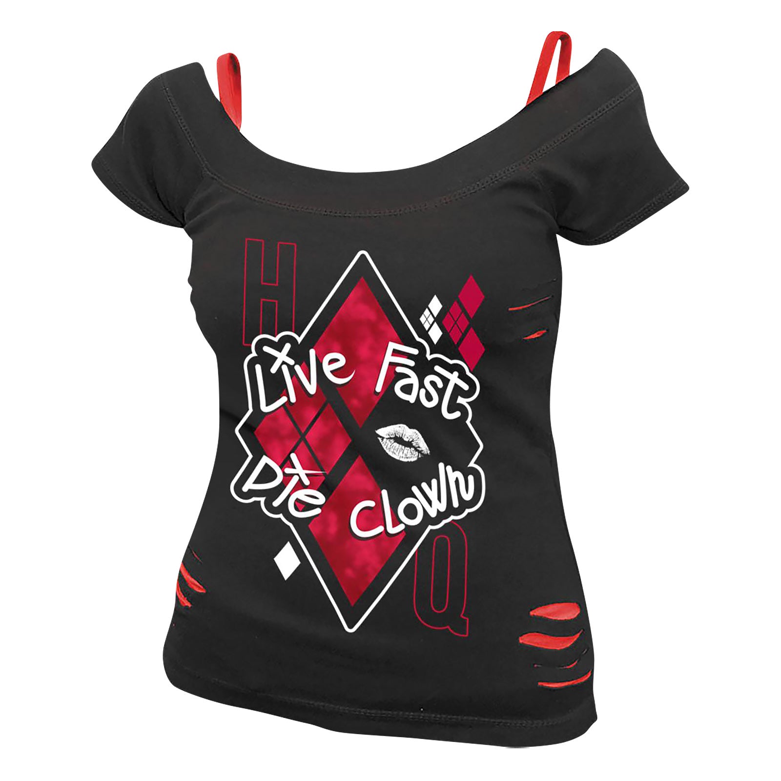 Productafbeelding Harley Quinn - Live Fast Die Clown 2in1 Dames T-shirt