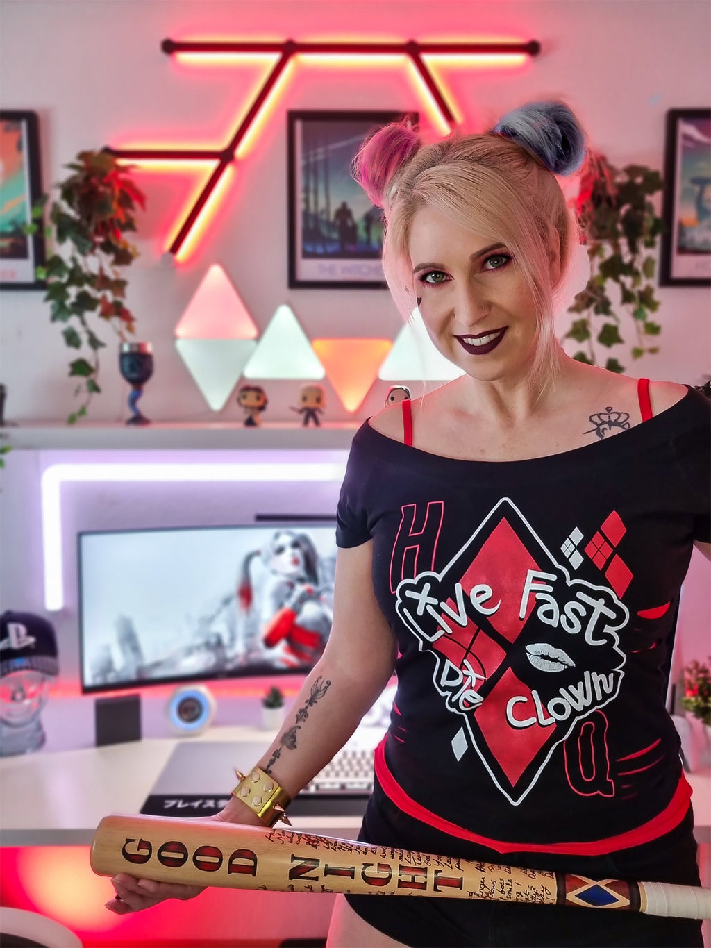 Productafbeelding Harley Quinn - Live Fast Die Clown 2in1 Dames T-shirt
