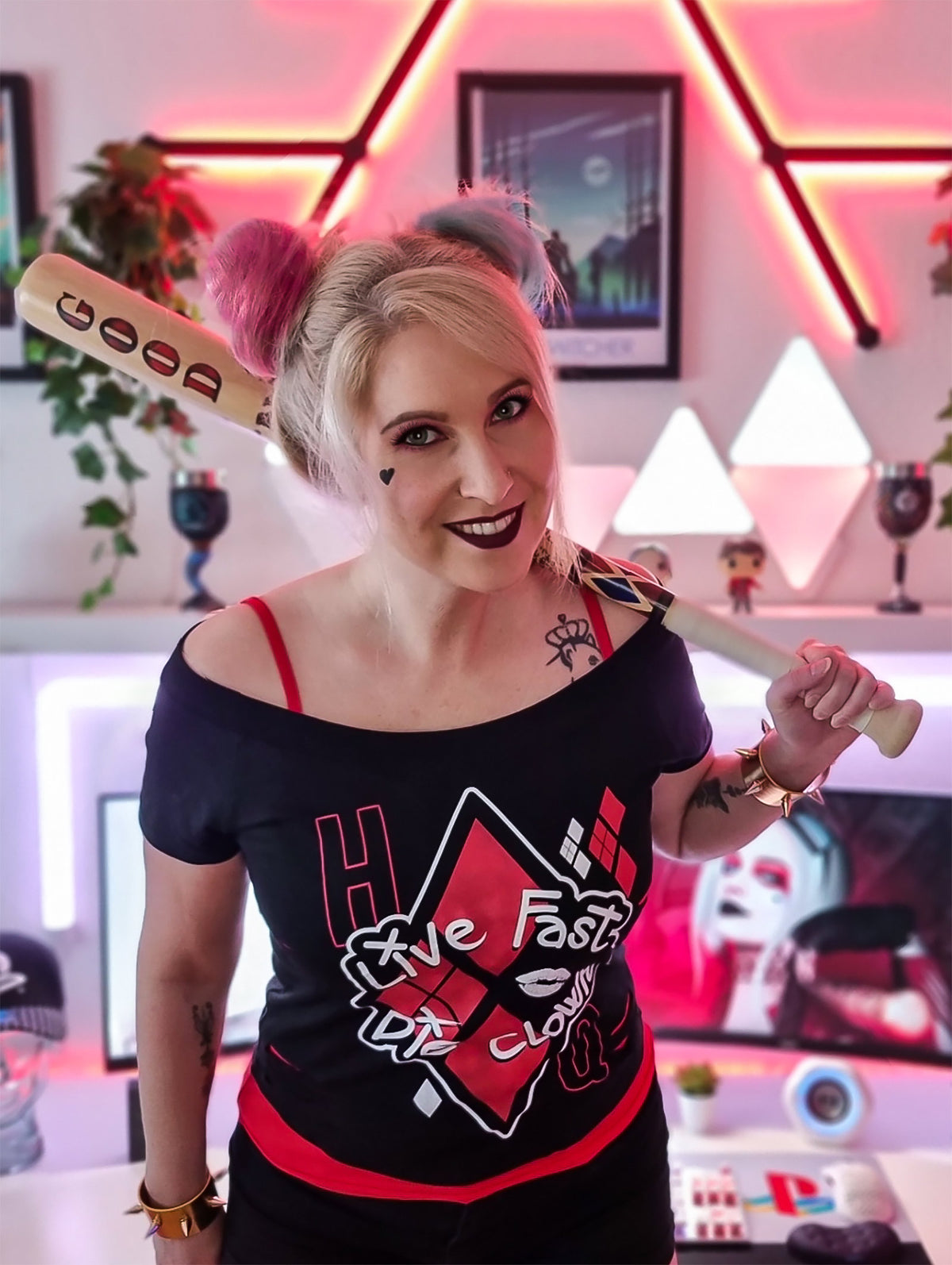 Productafbeelding Harley Quinn - Live Fast Die Clown 2in1 Dames T-shirt