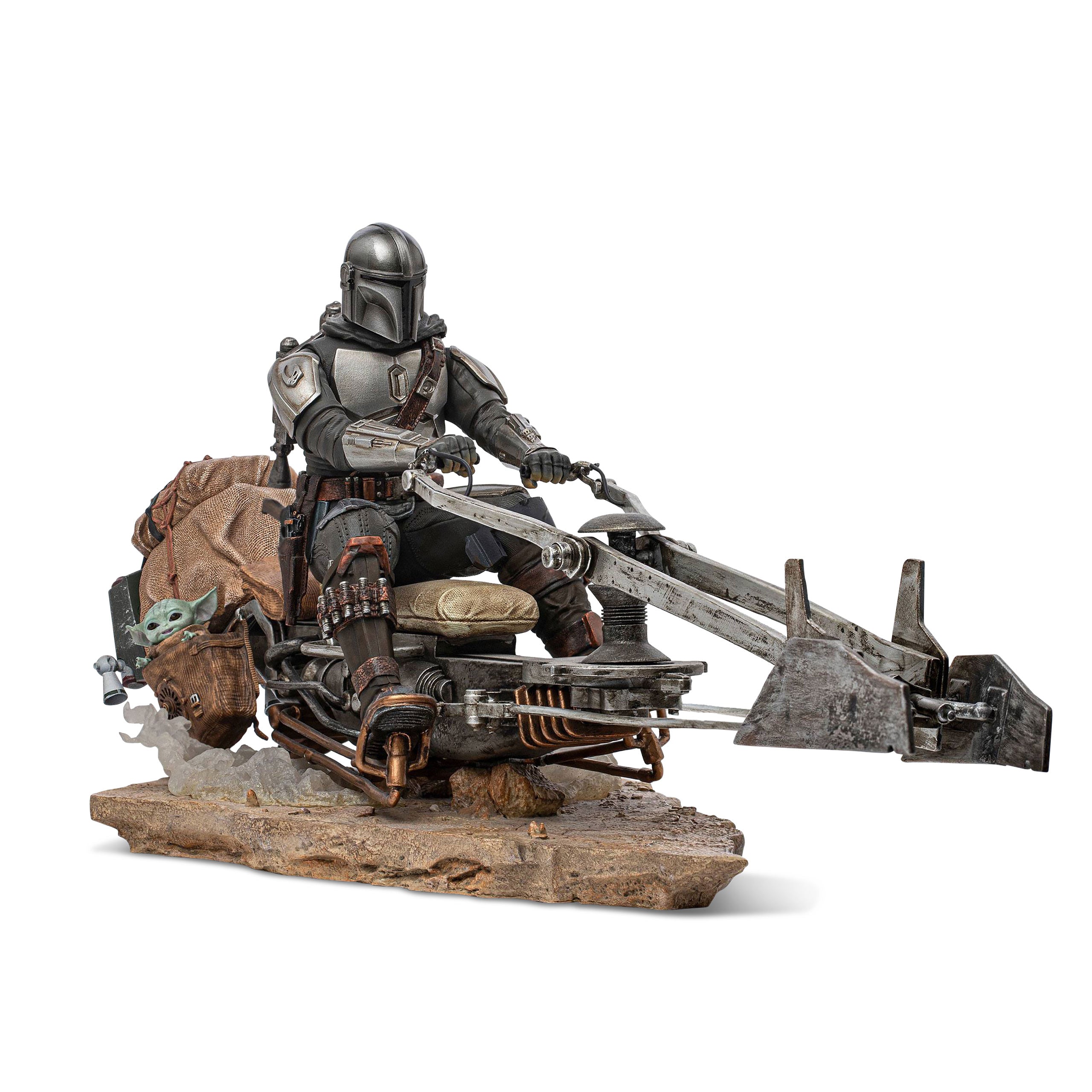Productafbeelding Mando met Speeder BDS Art Scale Deluxe Statue - Star Wars The Mandalorian