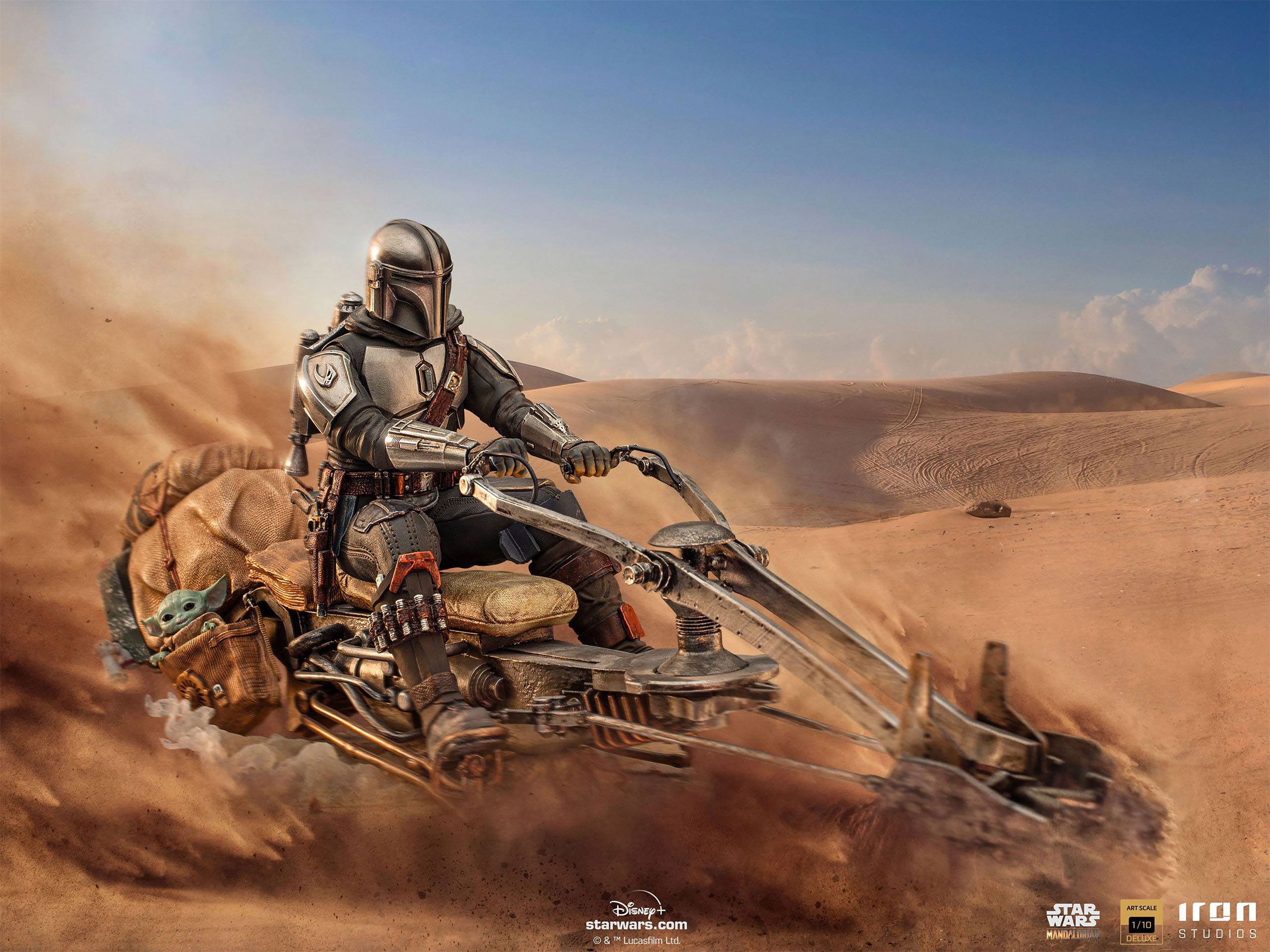 Productafbeelding Mando met Speeder BDS Art Scale Deluxe Statue - Star Wars The Mandalorian