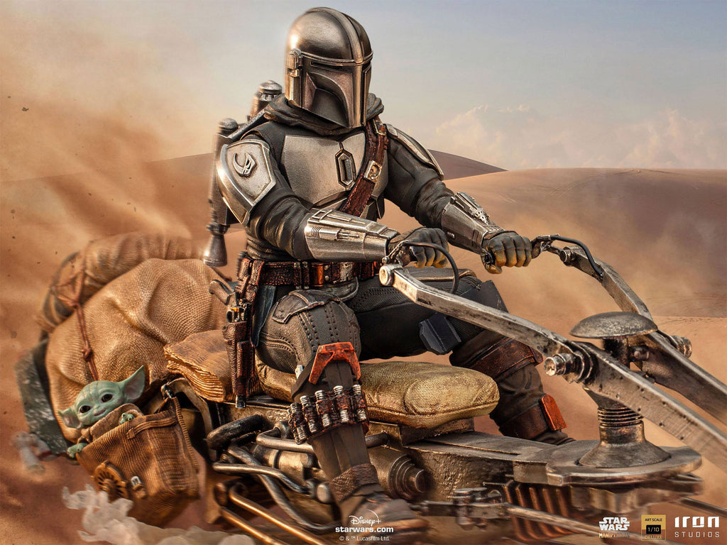 Productafbeelding Mando met Speeder BDS Art Scale Deluxe Statue - Star Wars The Mandalorian