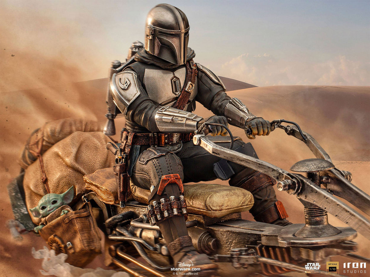 Productafbeelding Mando met Speeder BDS Art Scale Deluxe Statue - Star Wars The Mandalorian