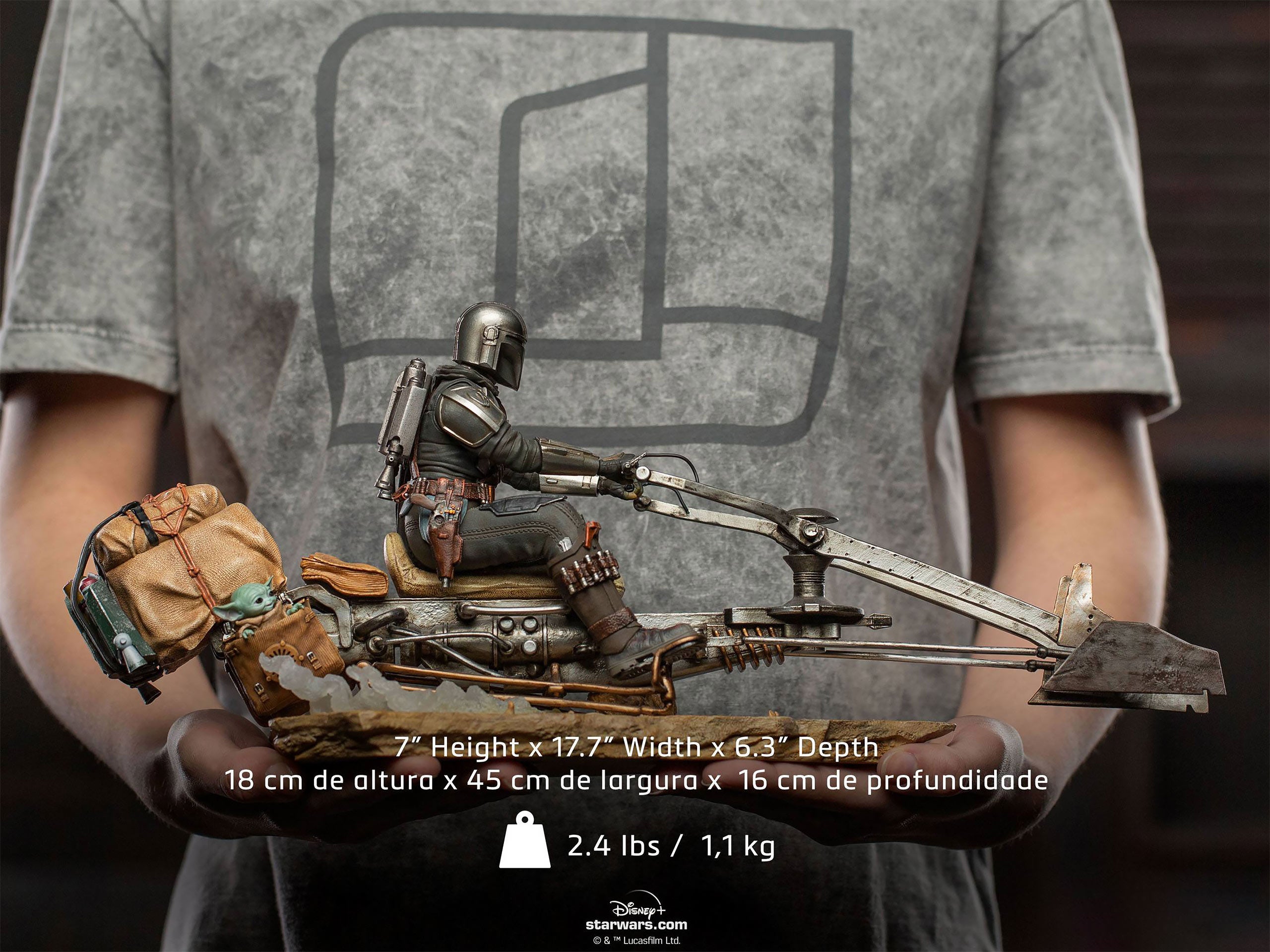Productafbeelding Mando met Speeder BDS Art Scale Deluxe Statue - Star Wars The Mandalorian