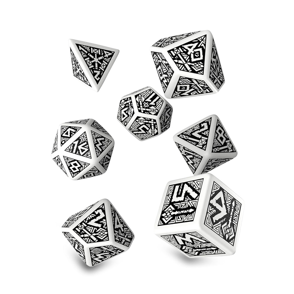 Productafbeelding Dwarven Wit & Zwart RPG Dobbelstenen Set 7-delig