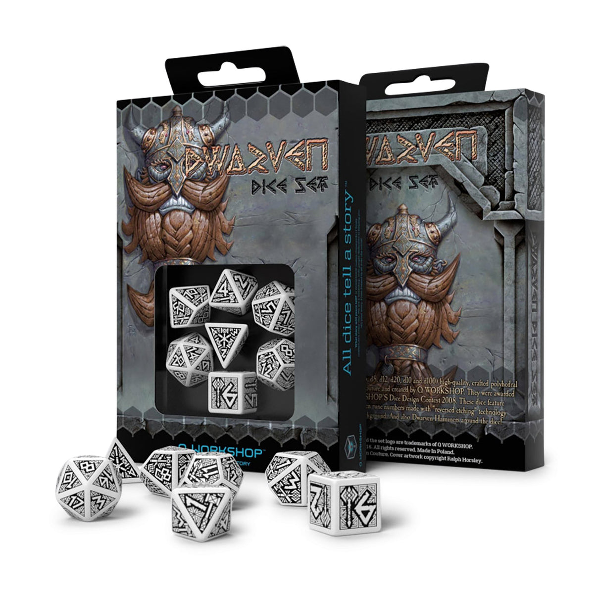 Productafbeelding Dwarven Wit & Zwart RPG Dobbelstenen Set 7-delig