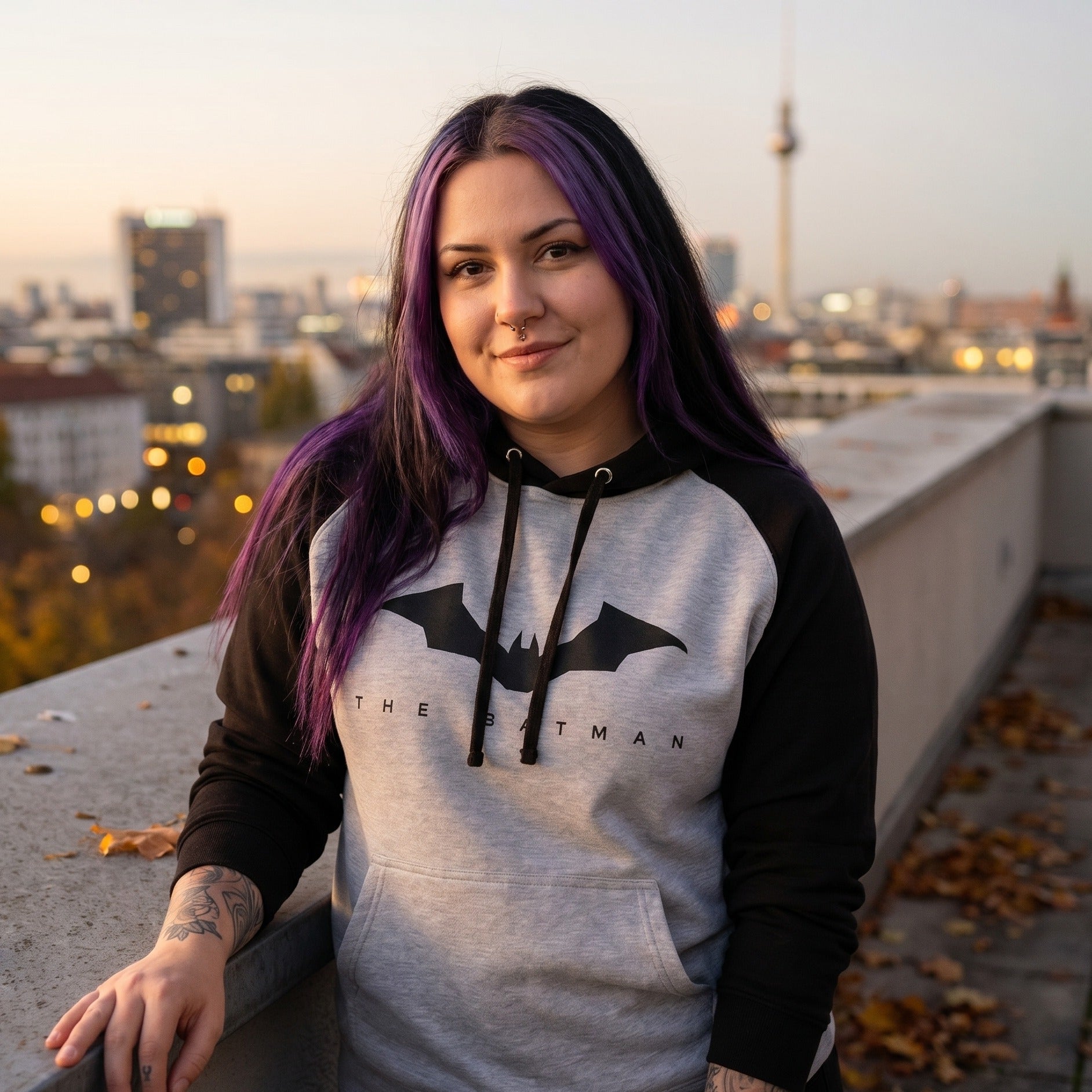 Productafbeelding The Batman - Logo Baseball Hoodie grijs-zwart