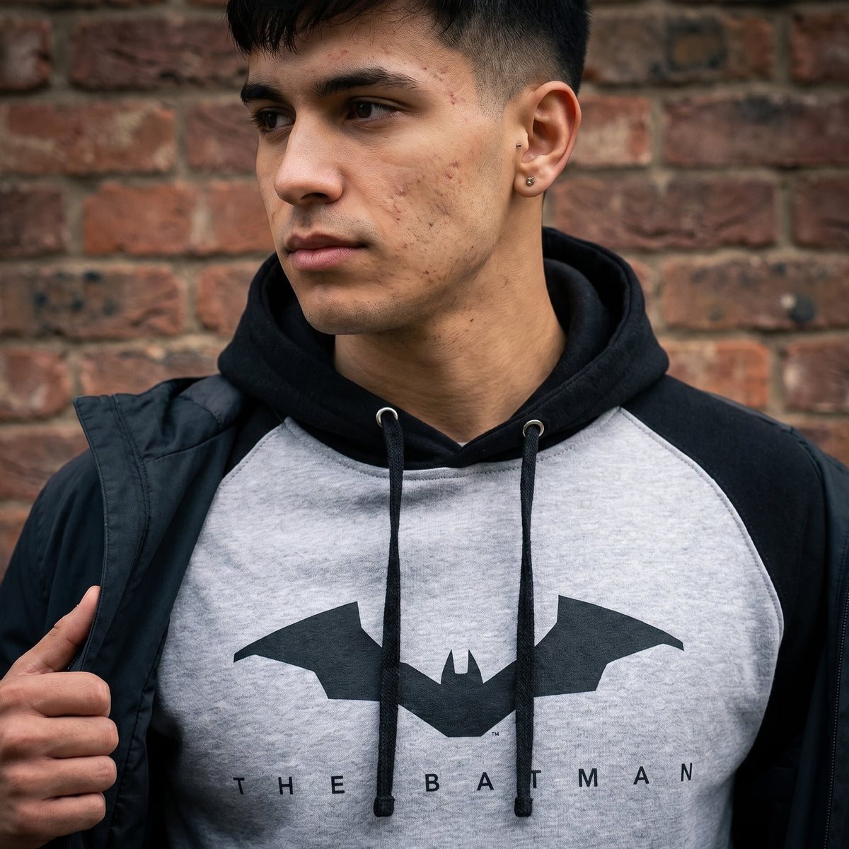 Productafbeelding The Batman - Logo Baseball Hoodie grijs-zwart