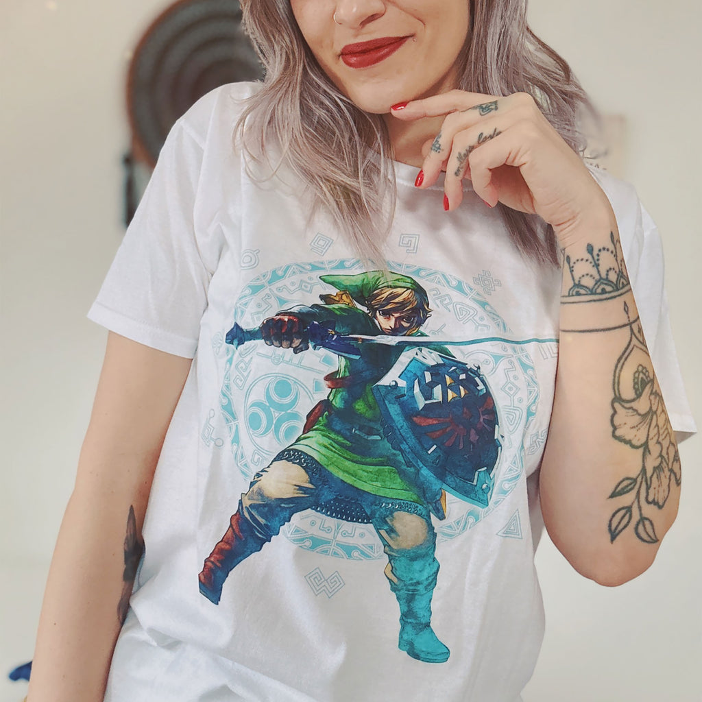 Productafbeelding Zelda - Skyward Sword Pose T-Shirt wit