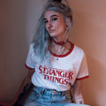 Productafbeelding Stranger Things - Distressed Logo Crop Top wit