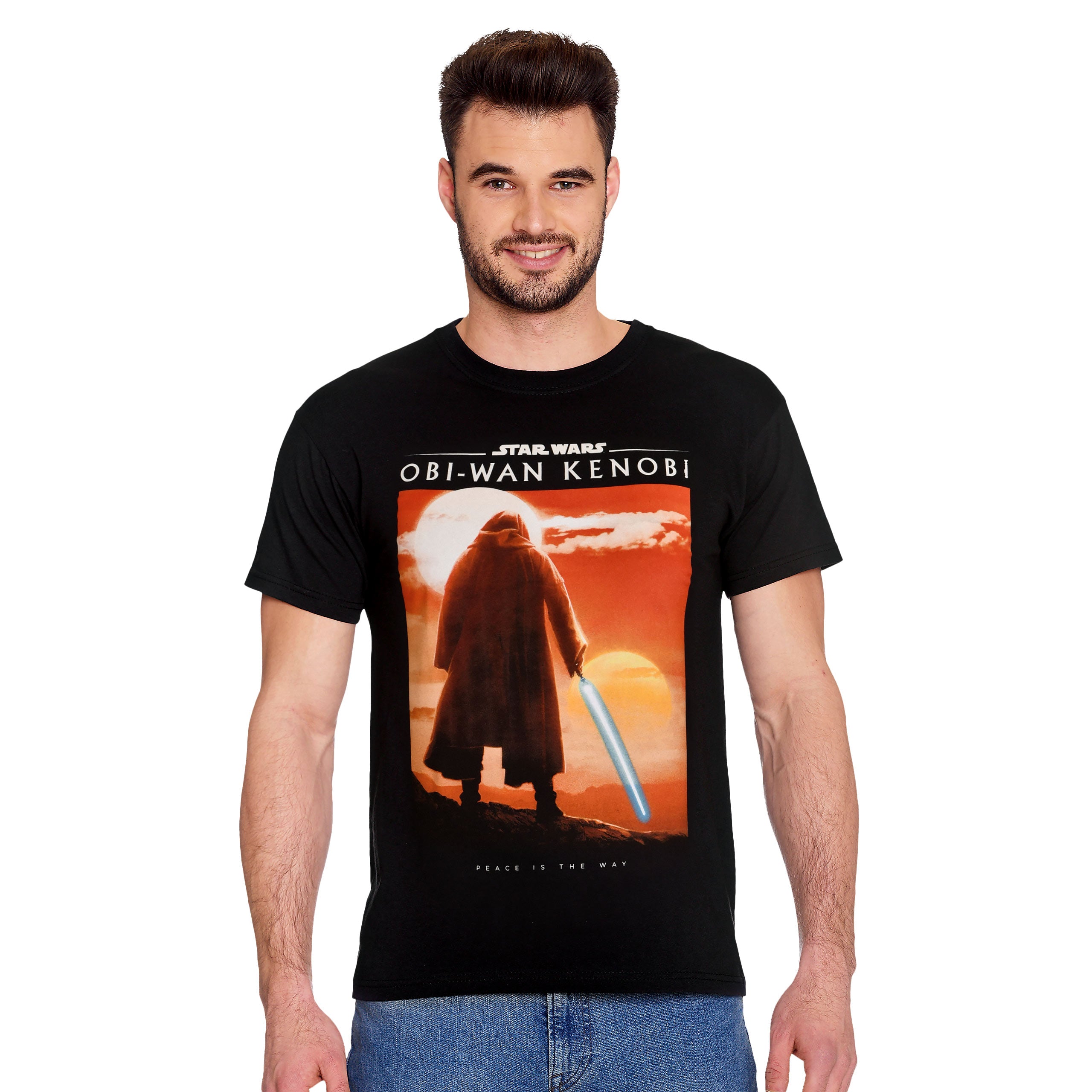 Productafbeelding Star Wars - Obi-Wan Peace Is The Way Poster T-Shirt zwart