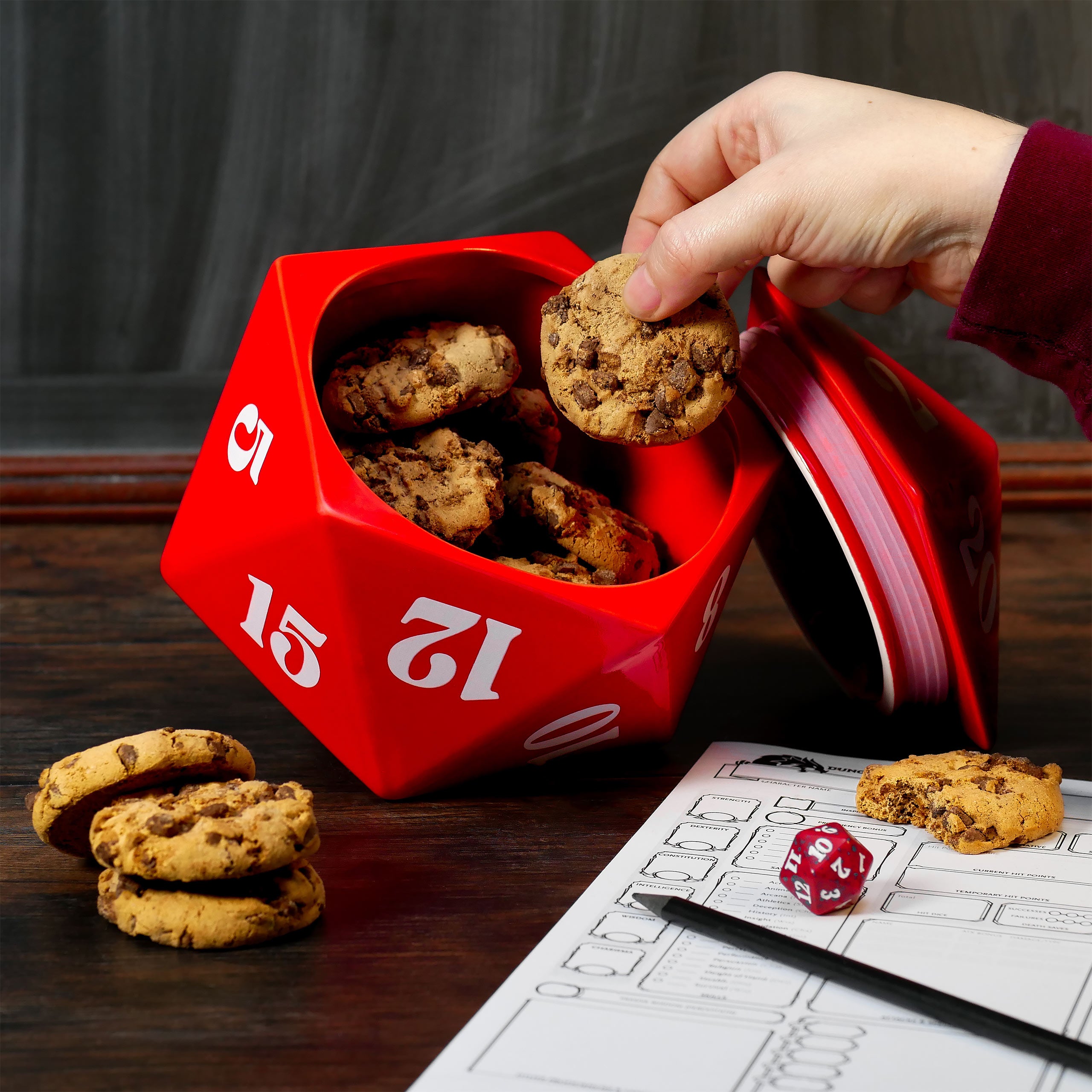 Productafbeelding D20 Dobbelsteen Koekjespot voor Pen & Paper Fans
