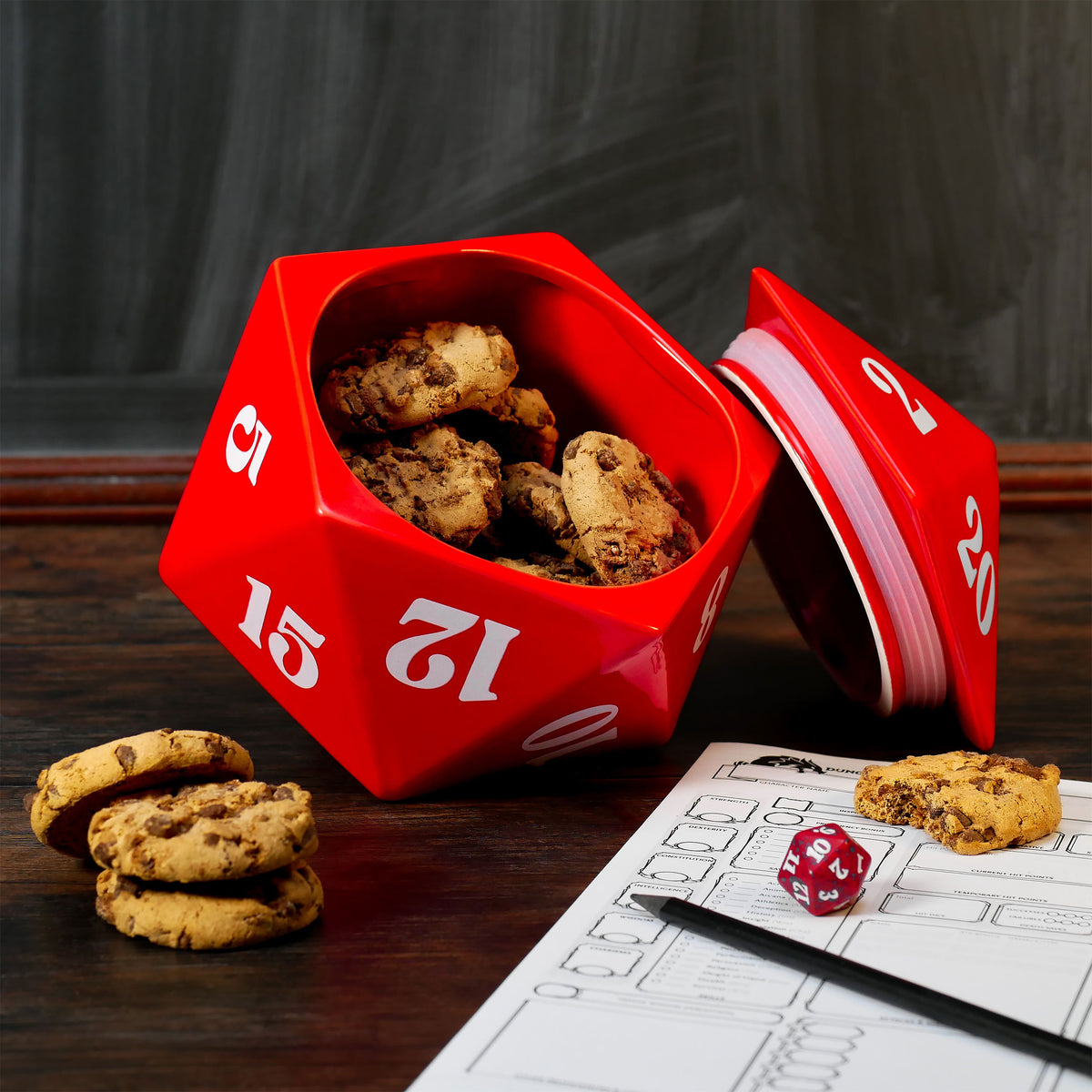 Productafbeelding D20 Dobbelsteen Koekjespot voor Pen & Paper Fans