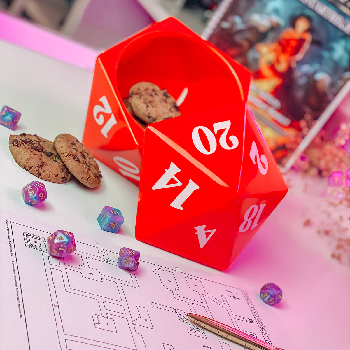 Productafbeelding D20 Dobbelsteen Koekjespot voor Pen & Paper Fans