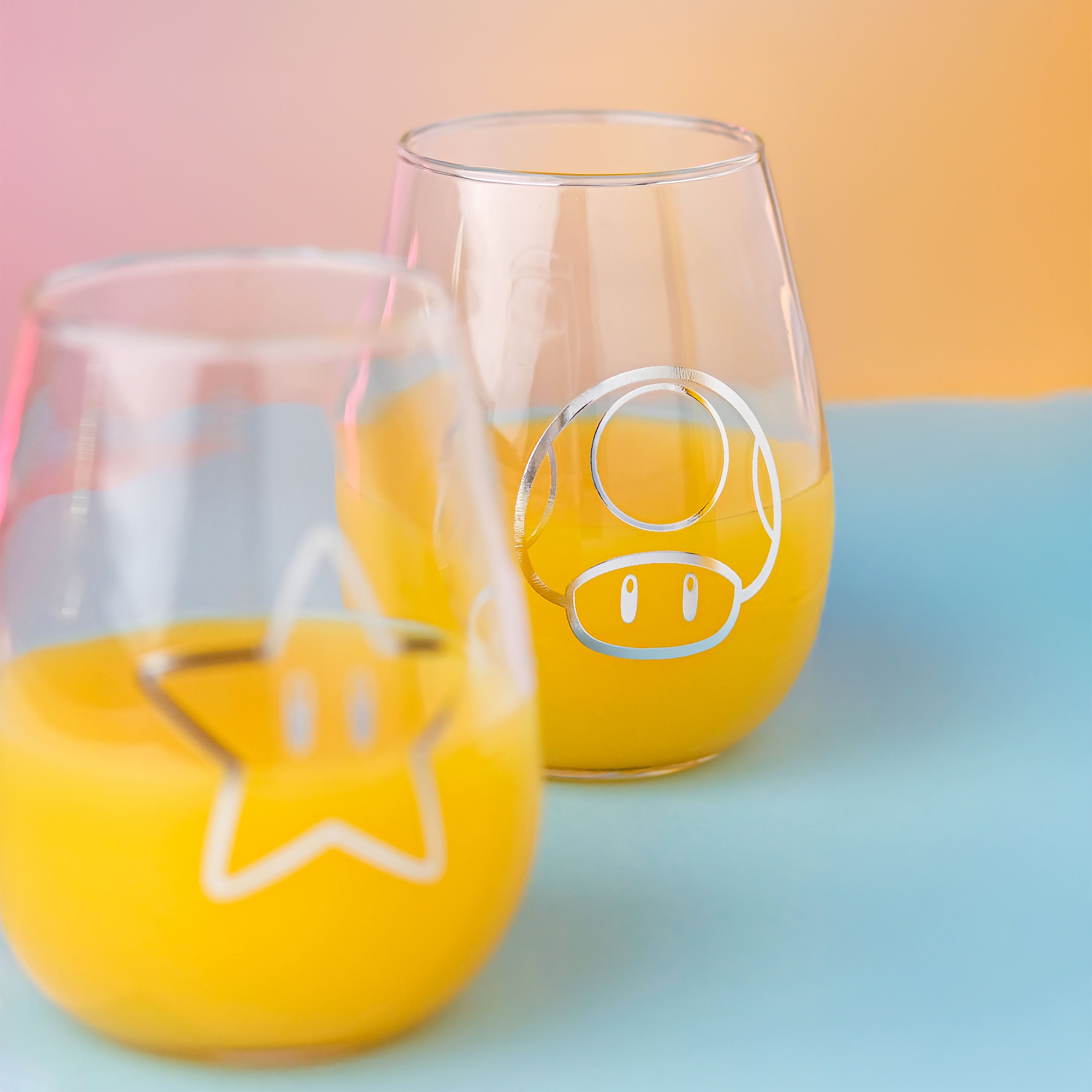Productafbeelding Super Mario - Ster & Super Paddenstoel Glazen Set van 2