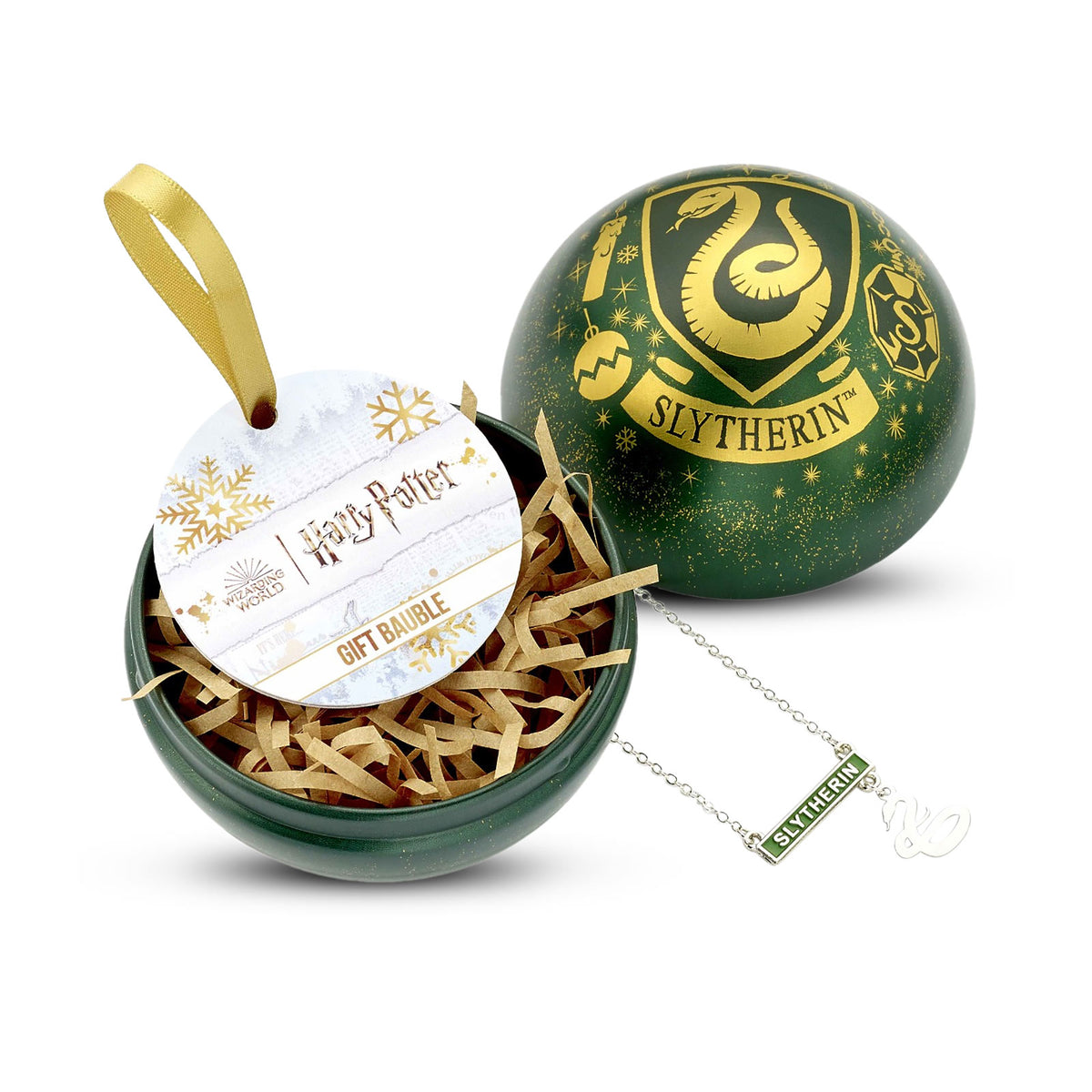 Productafbeelding Harry Potter - Kerstbal met Slytherin Wapen Ketting