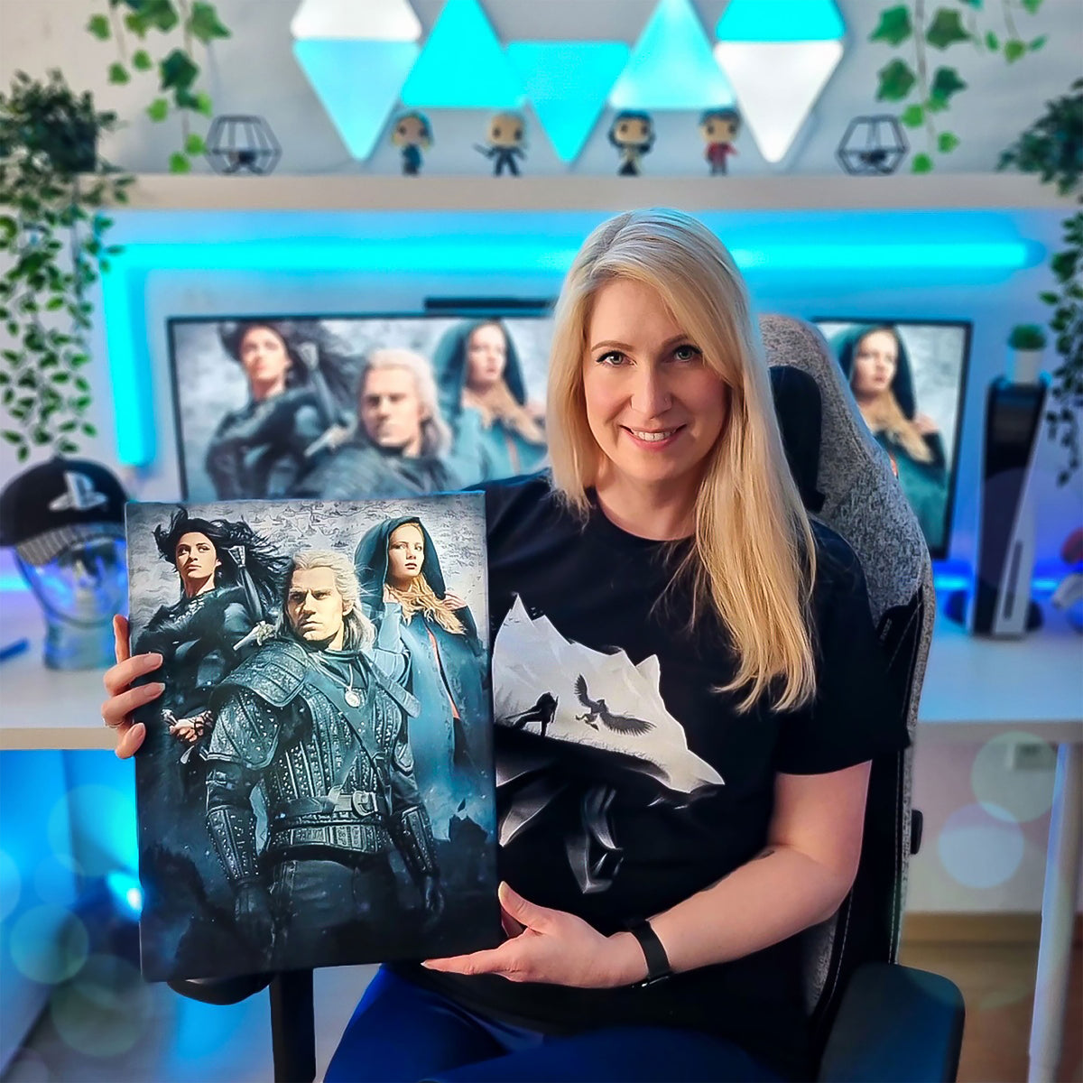 Productafbeelding Witcher - Ciri, Yennefer & Geralt Wandbeeld met licht