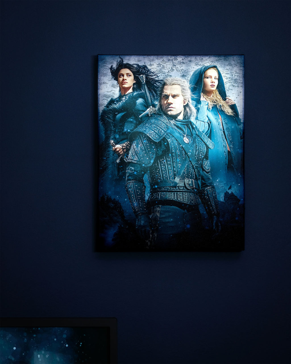 Productafbeelding Witcher - Ciri, Yennefer & Geralt Wandbeeld met licht