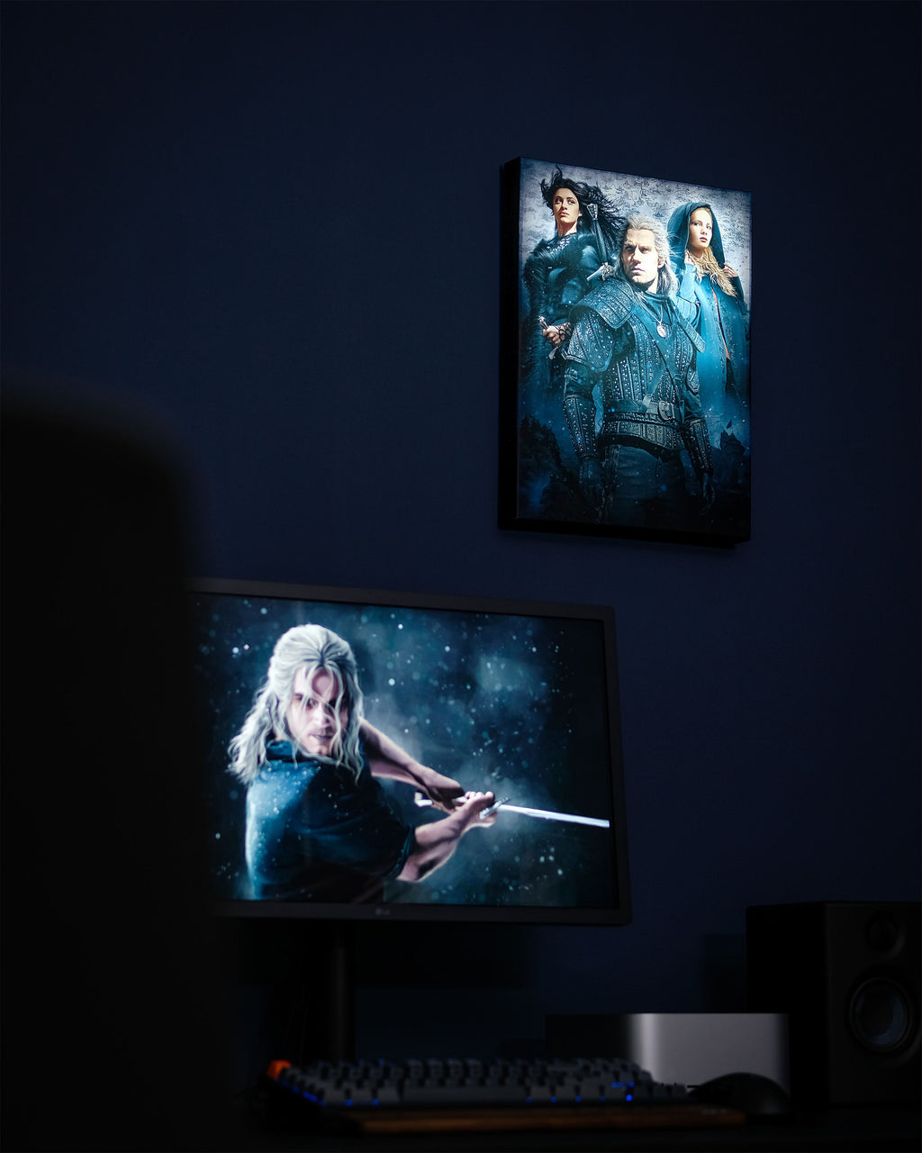 Productafbeelding Witcher - Ciri, Yennefer & Geralt Wandbeeld met licht