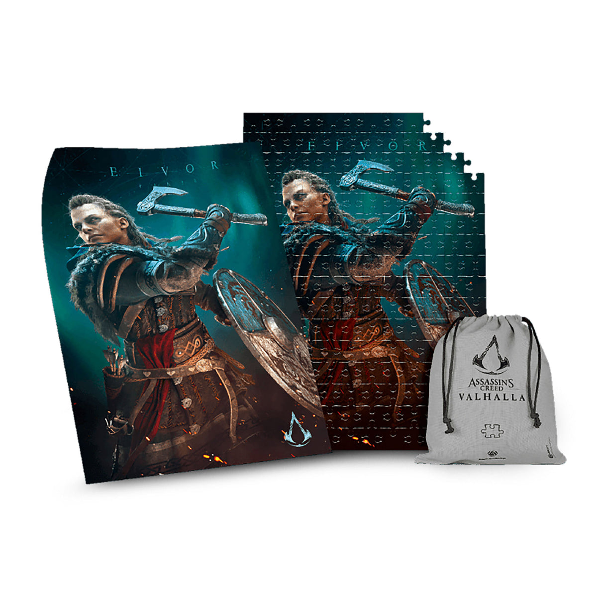 Productafbeelding Assassin's Creed Valhalla - Eivor Puzzel met Logo Stoffen Tas