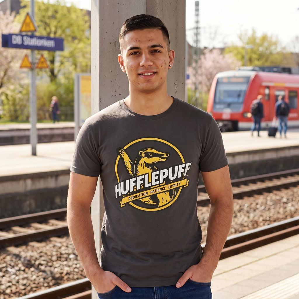 Productafbeelding Hufflepuff House Values T-Shirt Grijs - Harry Potter