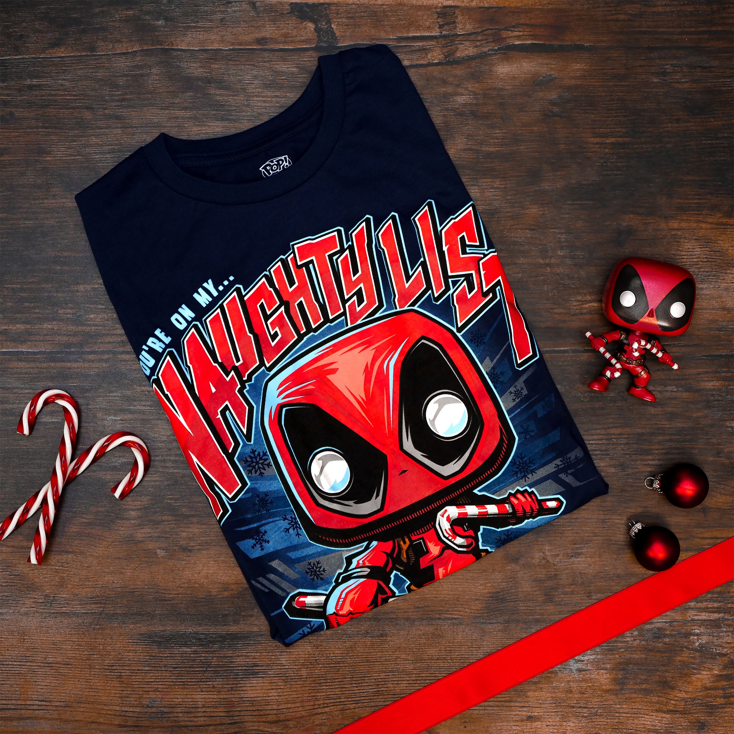 Productafbeelding Deadpool Kerst T-shirt met Funko Pop Figuur