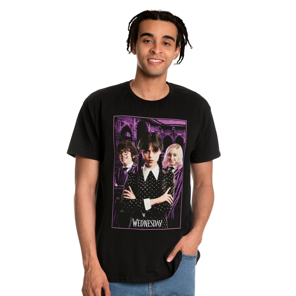 Productafbeelding Wednesday met Enid en Eugene Collage T-Shirt zwart