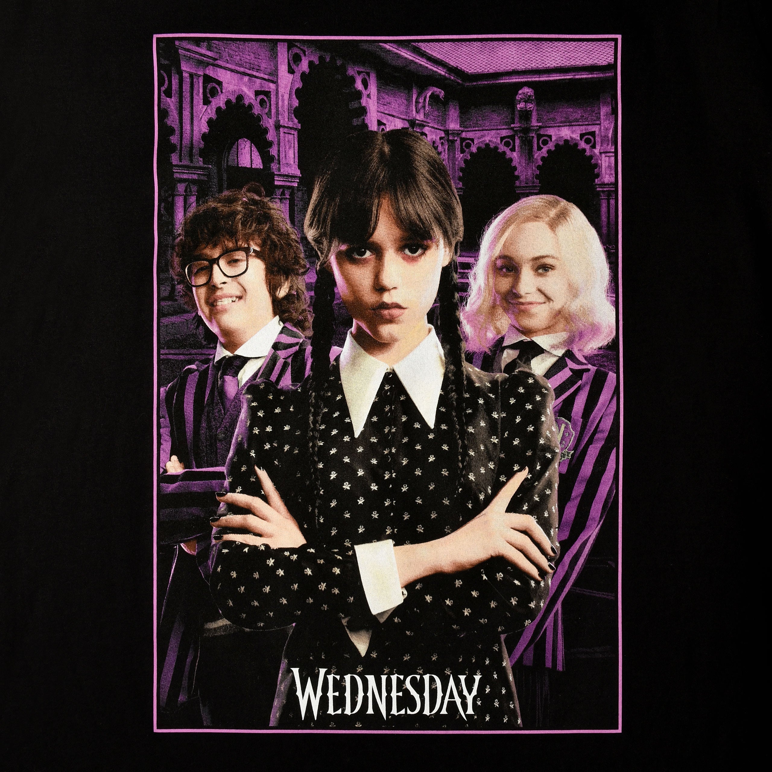 Productafbeelding Wednesday met Enid en Eugene Collage T-Shirt zwart