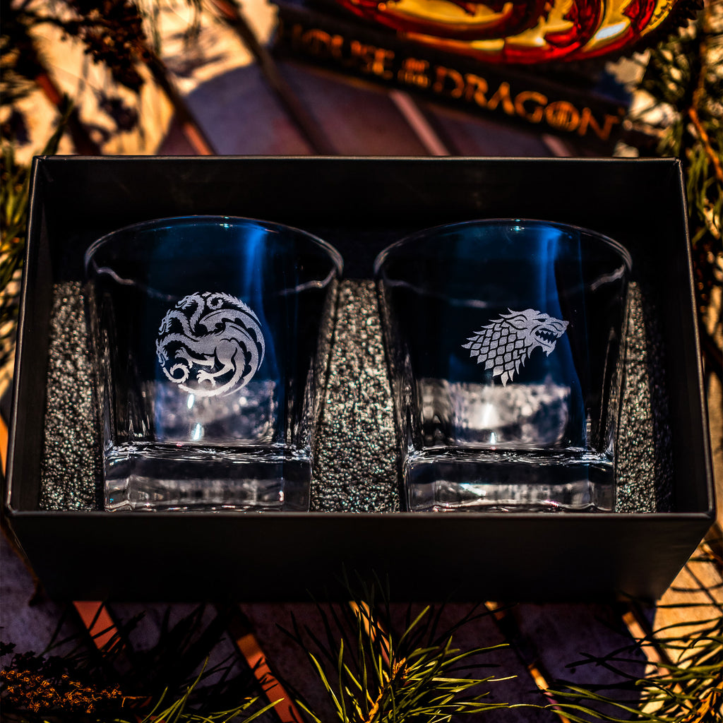 Productafbeelding Game of Thrones - Targaryen en Stark Wapen Glazen Set van 2