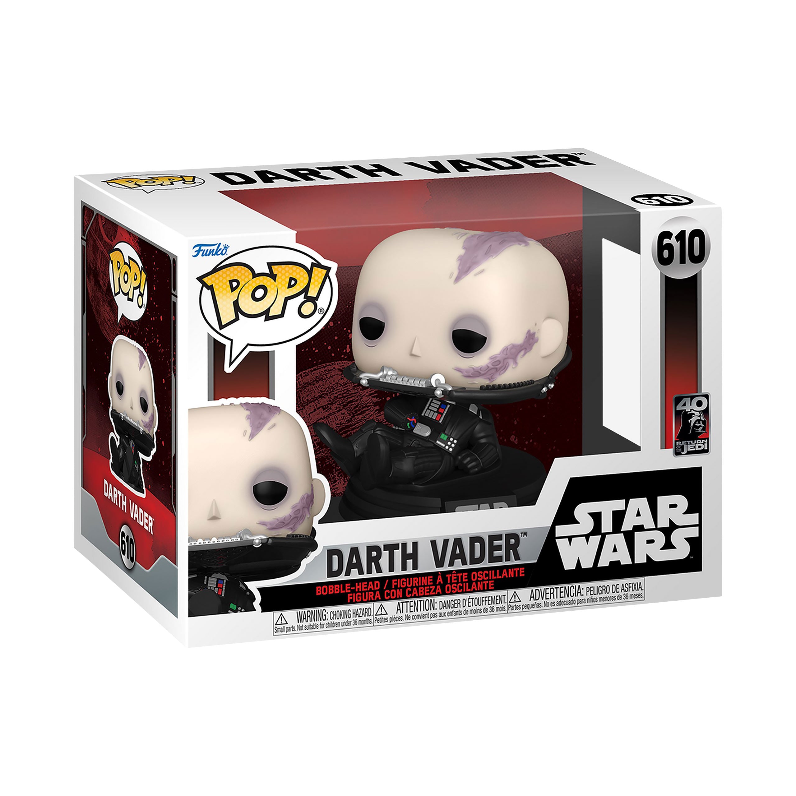 Productafbeelding Star Wars - Darth Vader ongemaskerd 40e verjaardag Funko Pop Bobblehead figuur