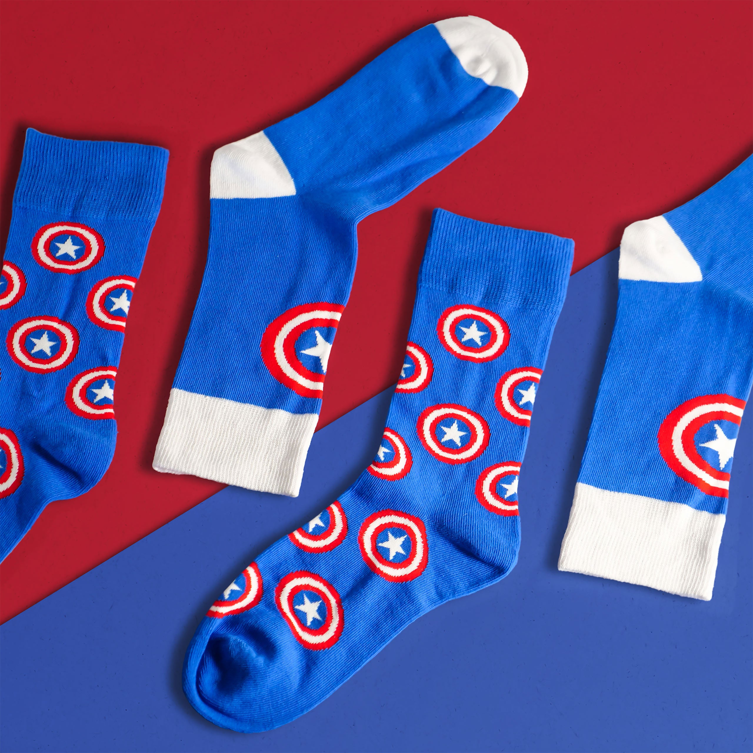 Productafbeelding Captain America - Shield Logo Sokken 2 Paar Set Blauw