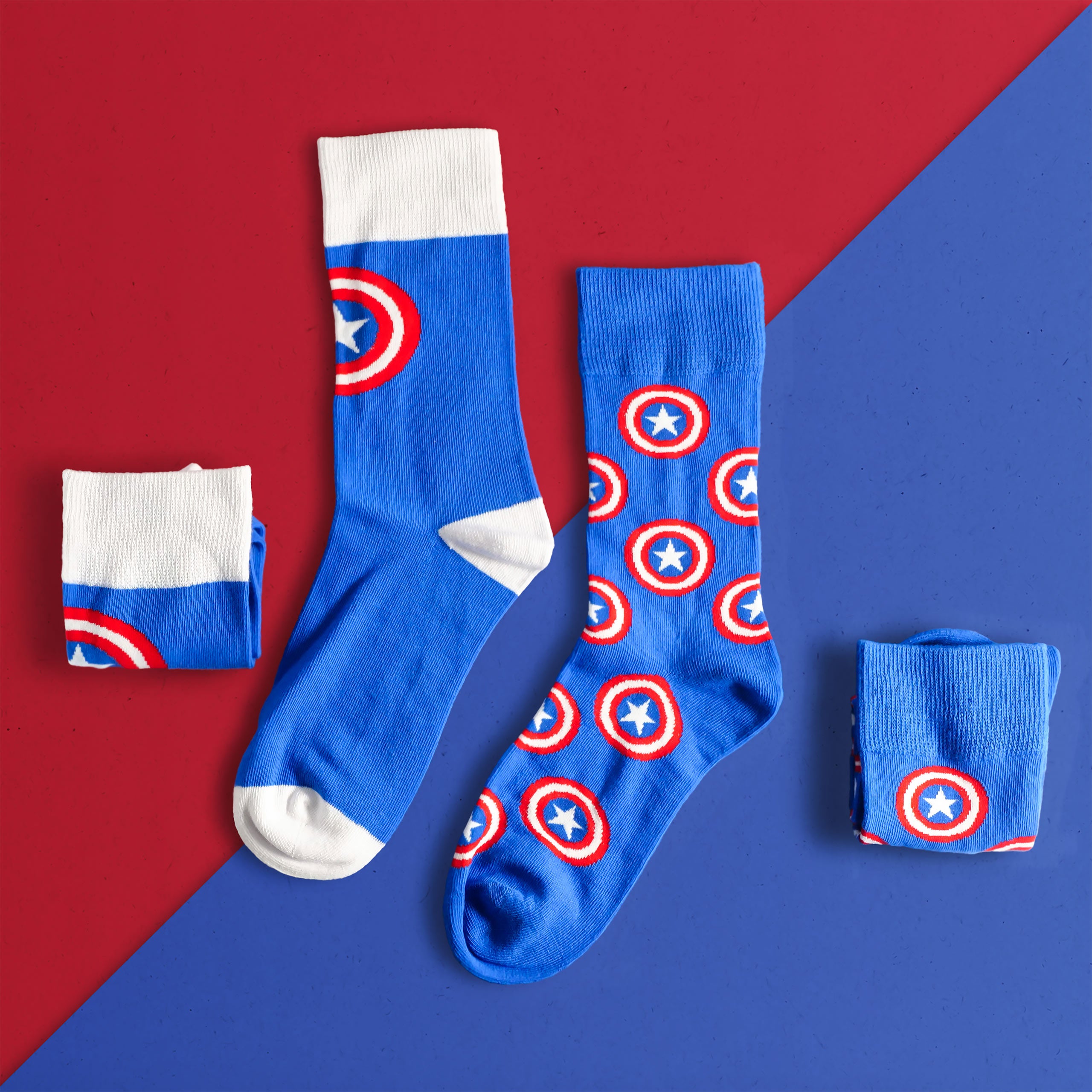 Productafbeelding Captain America - Shield Logo Sokken 2 Paar Set Blauw