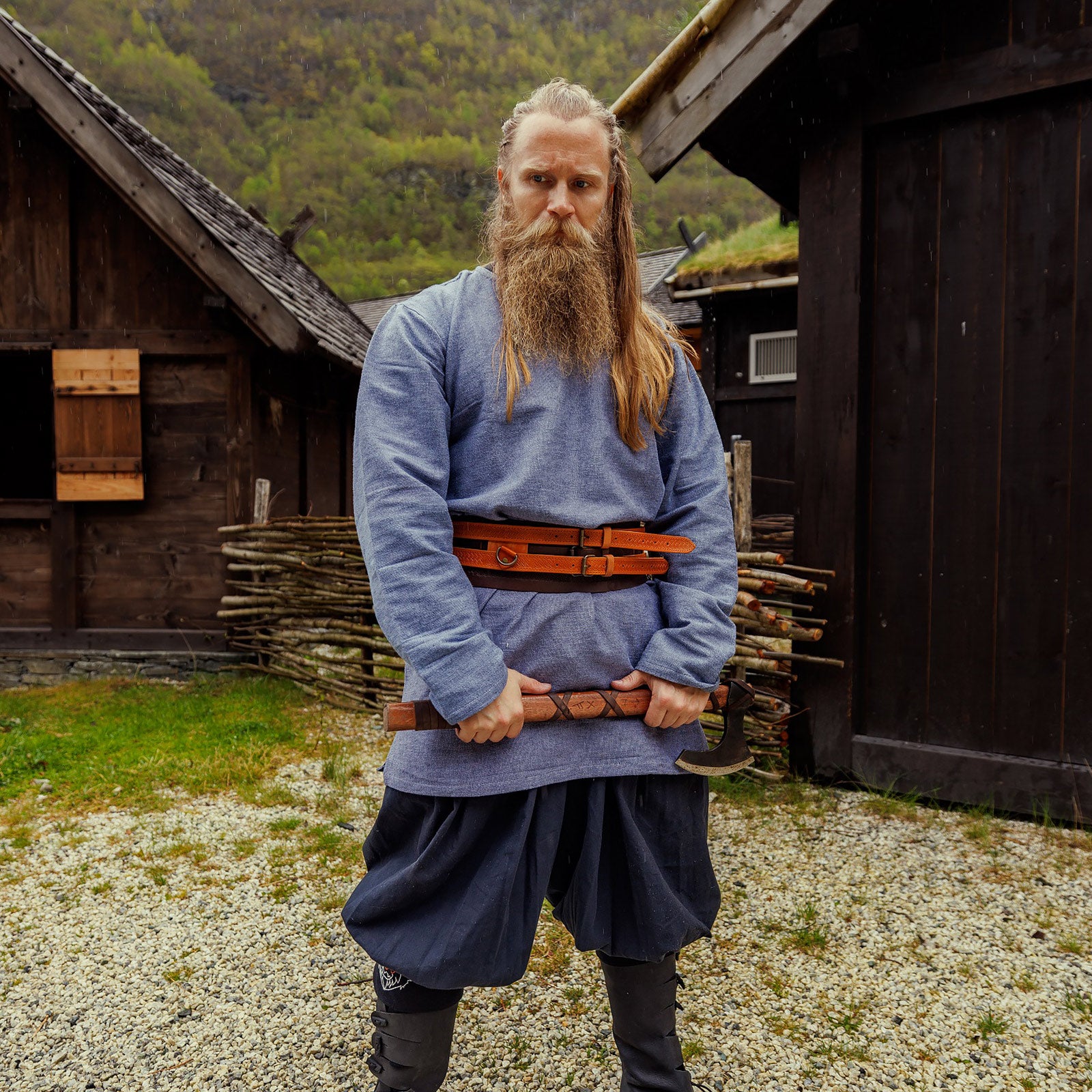 Productafbeelding Viking tuniek Torsten blauw-grijs