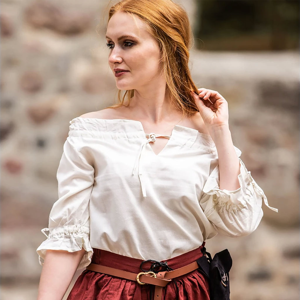 Productafbeelding Middeleeuwse Korte Mouw Blouse Vera Beige