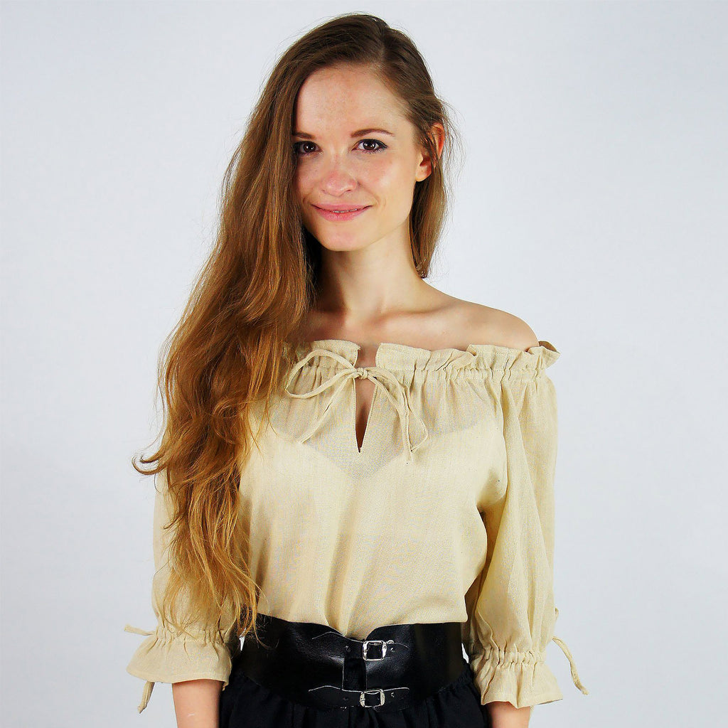 Productafbeelding Middeleeuwse Blouse Korte Mouw Vera hennep
