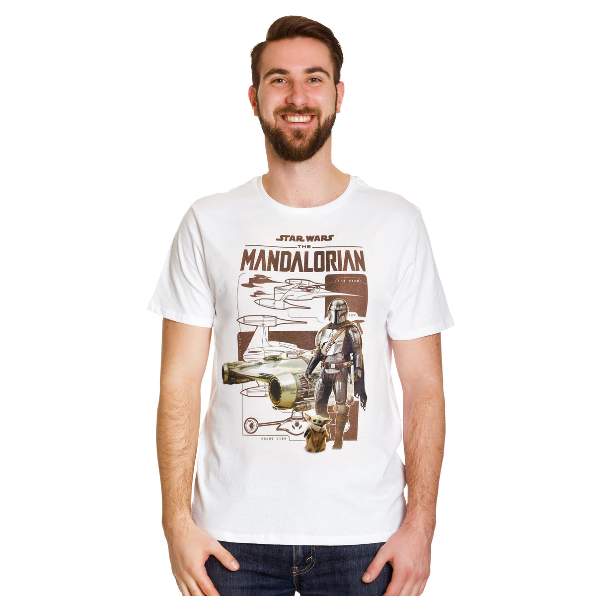 Productafbeelding Grogu en Mandalorian T-shirt wit - Star Wars The Mandalorian