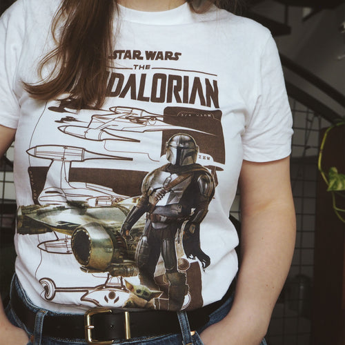 Productafbeelding Grogu en Mandalorian T-shirt wit - Star Wars The Mandalorian