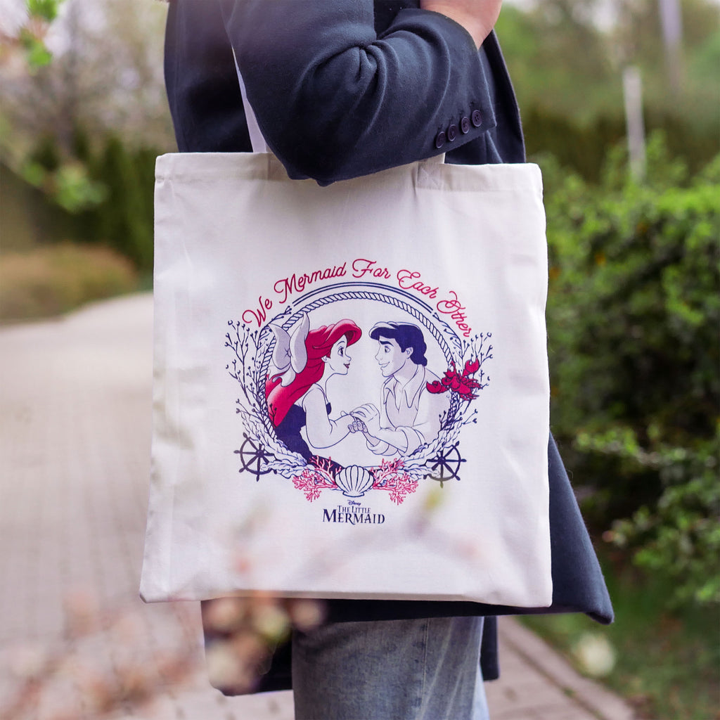 Productafbeelding Ariël - We Mermaid for Each Other jute tas wit