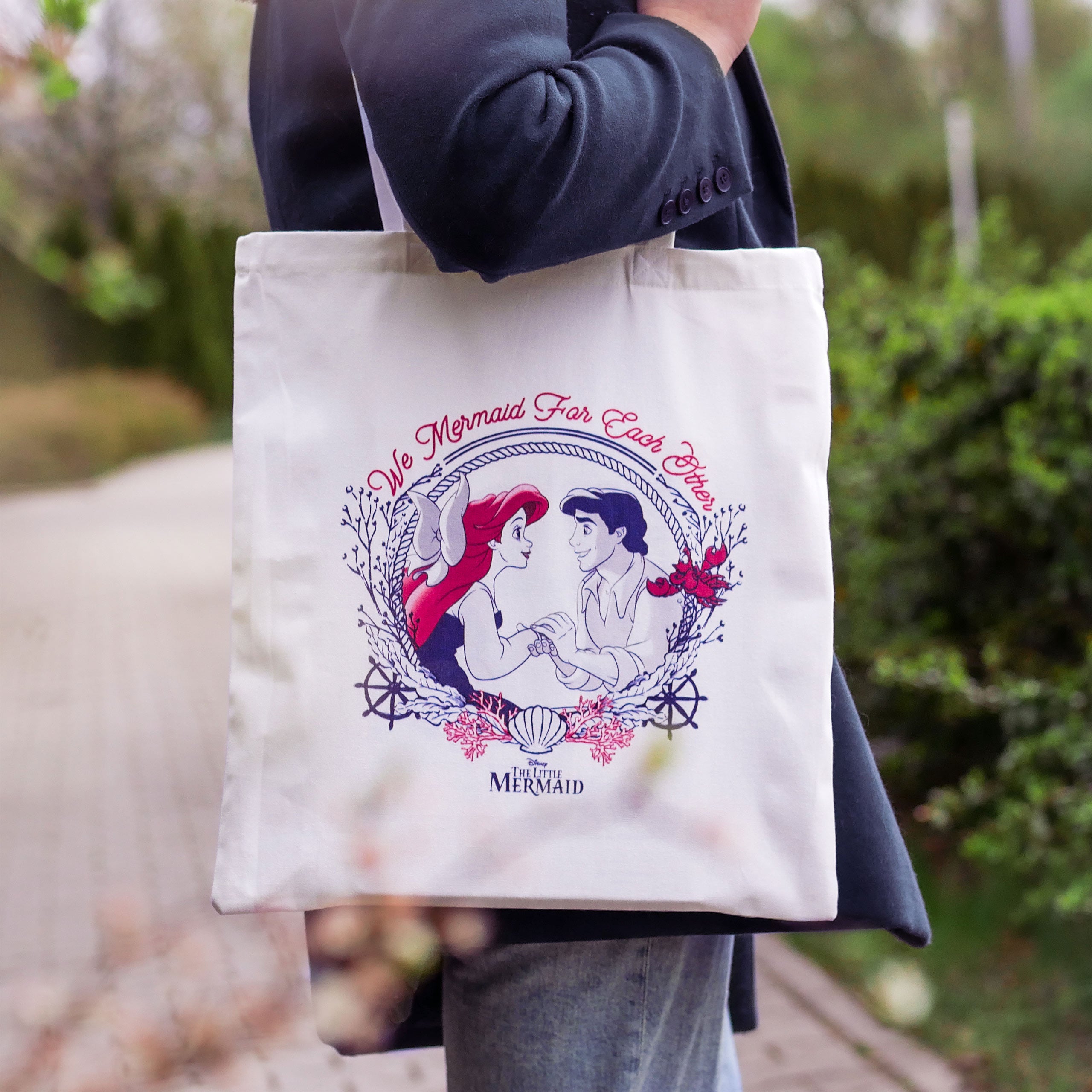 Productafbeelding Ariël - We Mermaid for Each Other jute tas wit