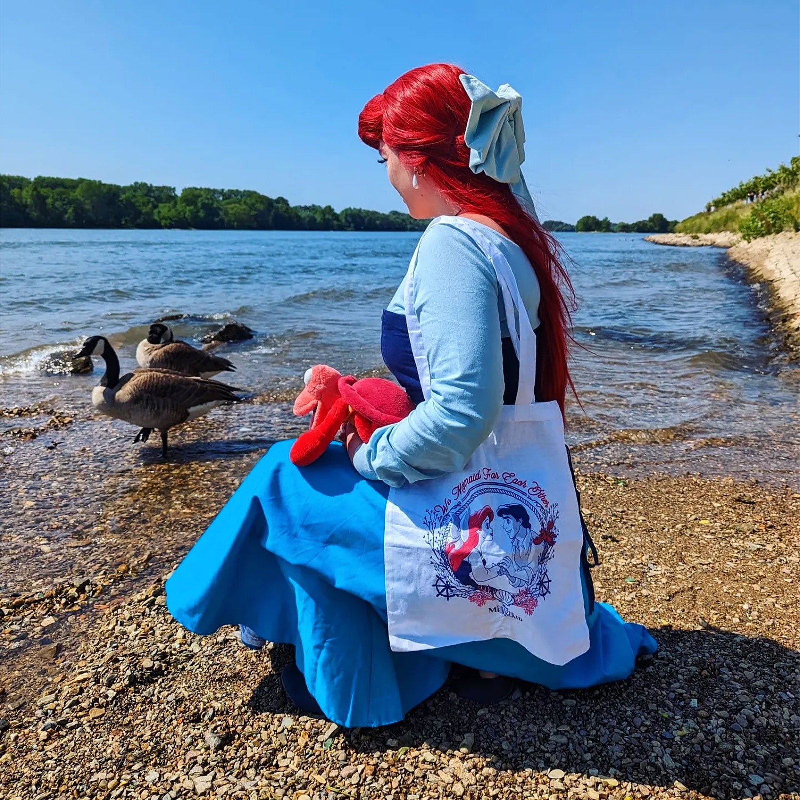 Productafbeelding Ariël - We Mermaid for Each Other jute tas wit