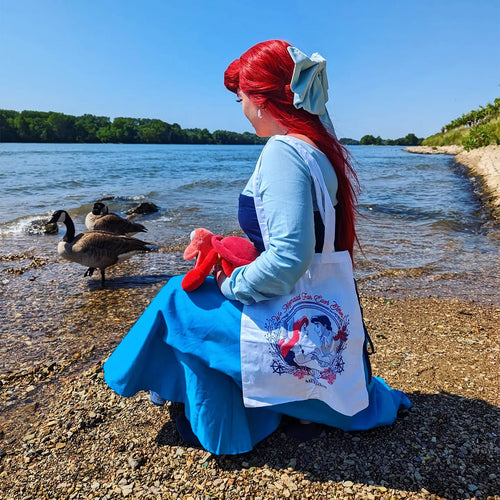 Productafbeelding Ariël - We Mermaid for Each Other jute tas wit