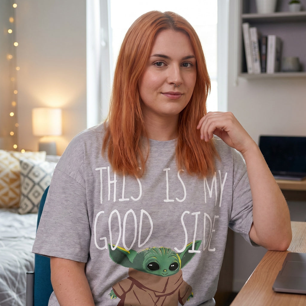 Productafbeelding Grogu Good Side Oversize T-shirt Wit - Star Wars The Mandalorian