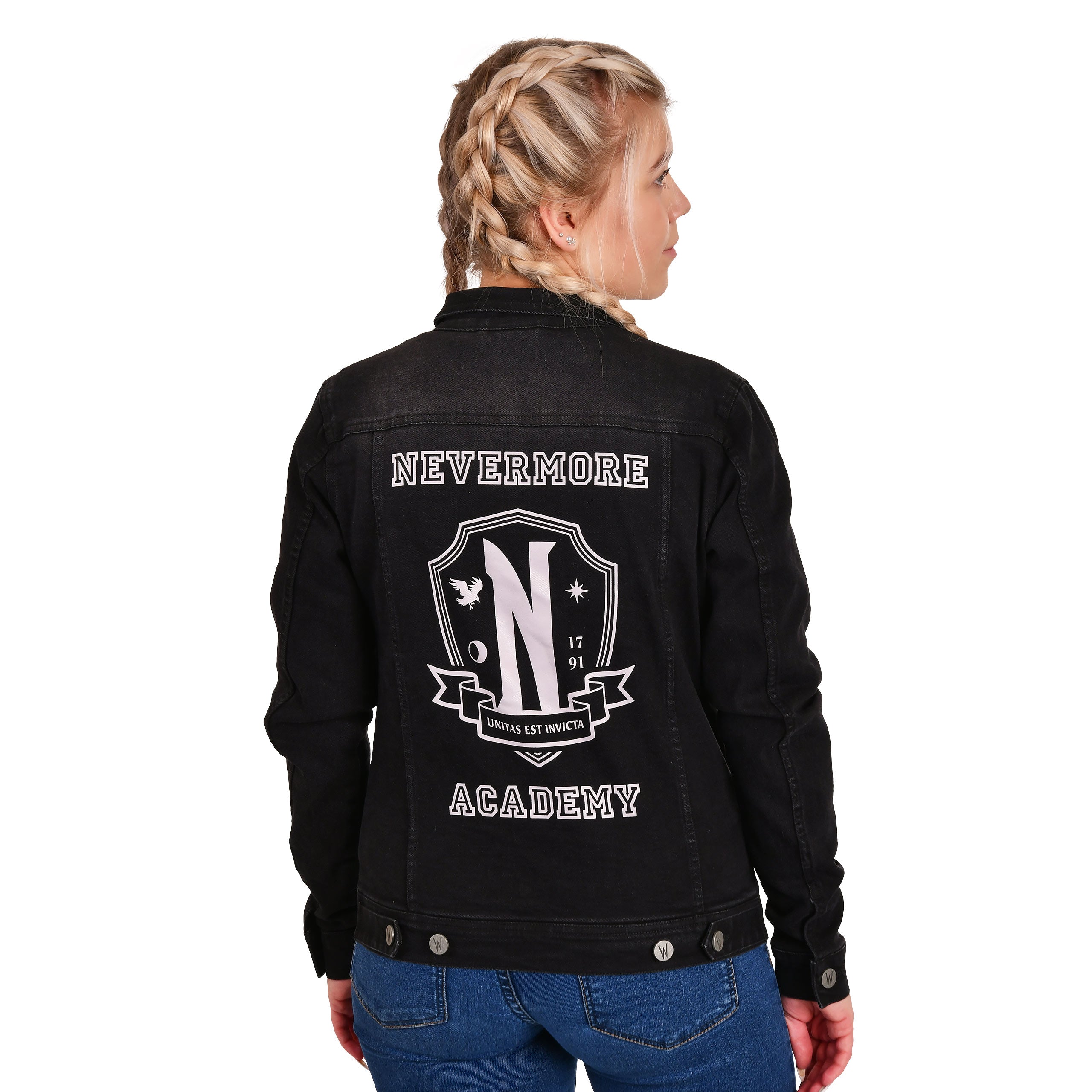 Productafbeelding Wednesday - Nevermore Academy Spijkerjack Zwart